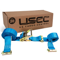  blue 20' E track ratchet strap with double end e fittings