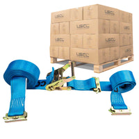 blue 20' E track ratchet strap with double end e fittings