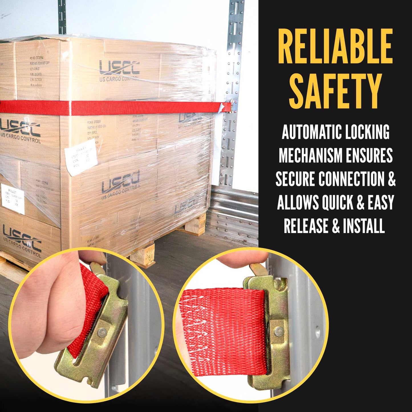 2" x 27' Red E-Track Ratchet Strap | Standard 4' Fixed End