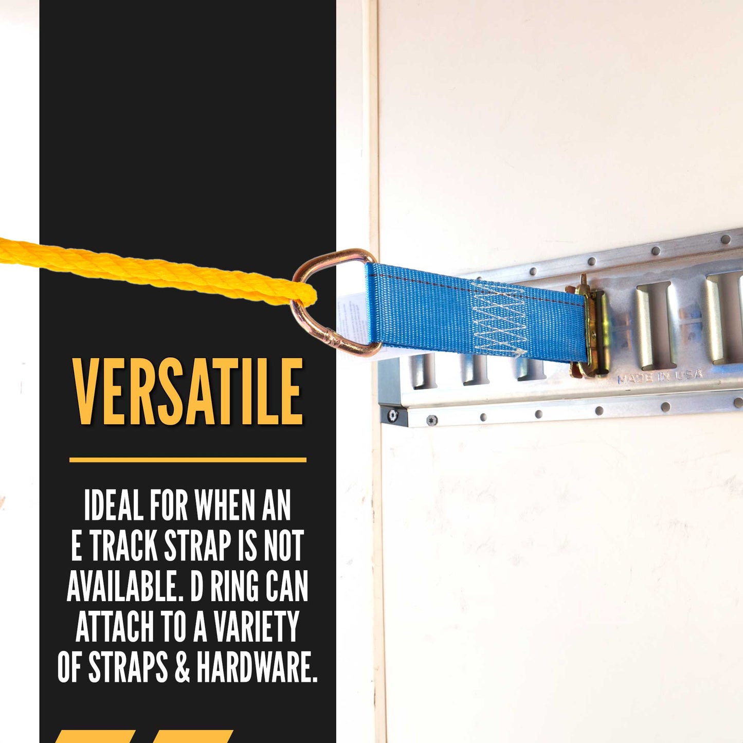 8-1/2" E-Track Rope Tie Off - Blue | 4,400 lbs. BS | 4-Pack Image 2 of 7