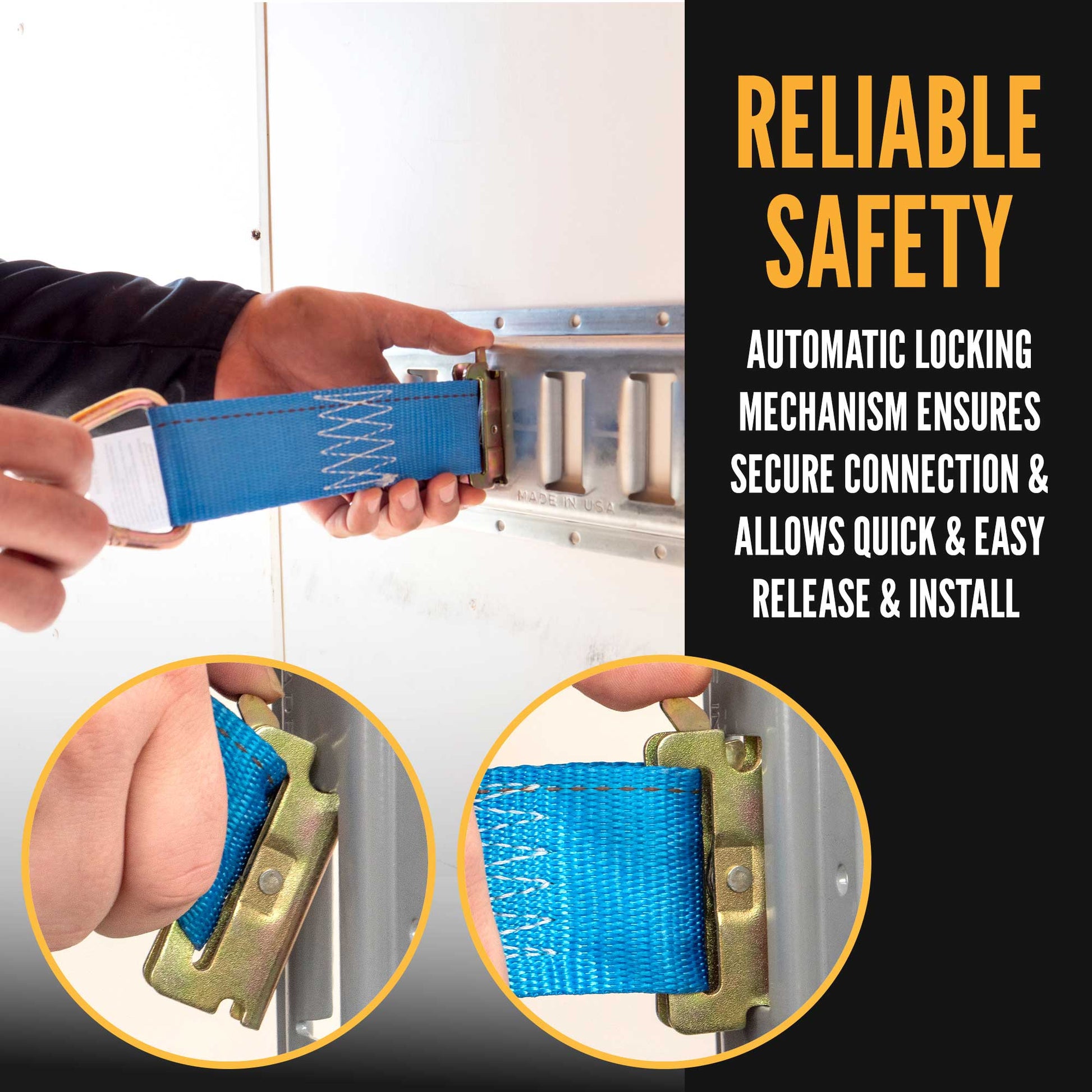 8-1/2" E-Track Rope Tie Off - Blue | 4,400 lbs. BS | 2-Pack Image 3 of 7