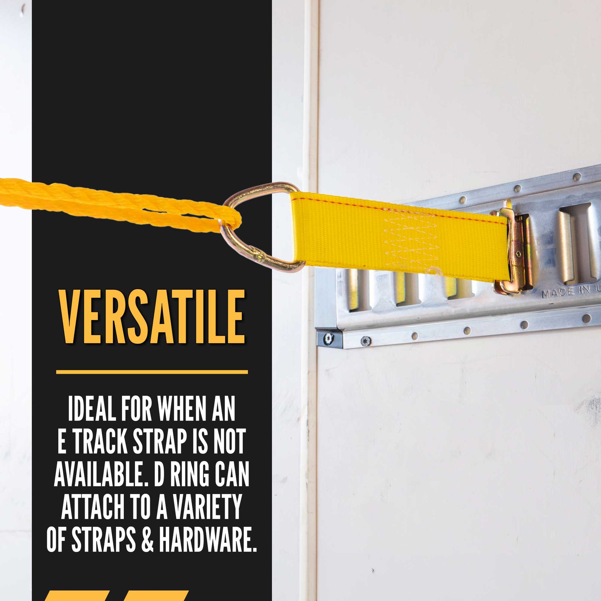 8-1/2" E-Track Rope Tie Off - Yellow | 4,400 lbs. BS | 4-Pack Image 2 of 8