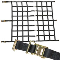 82" x 82" Heavy-Duty Cargo Net with Center Opening | Ratchets & E-Track Fittings