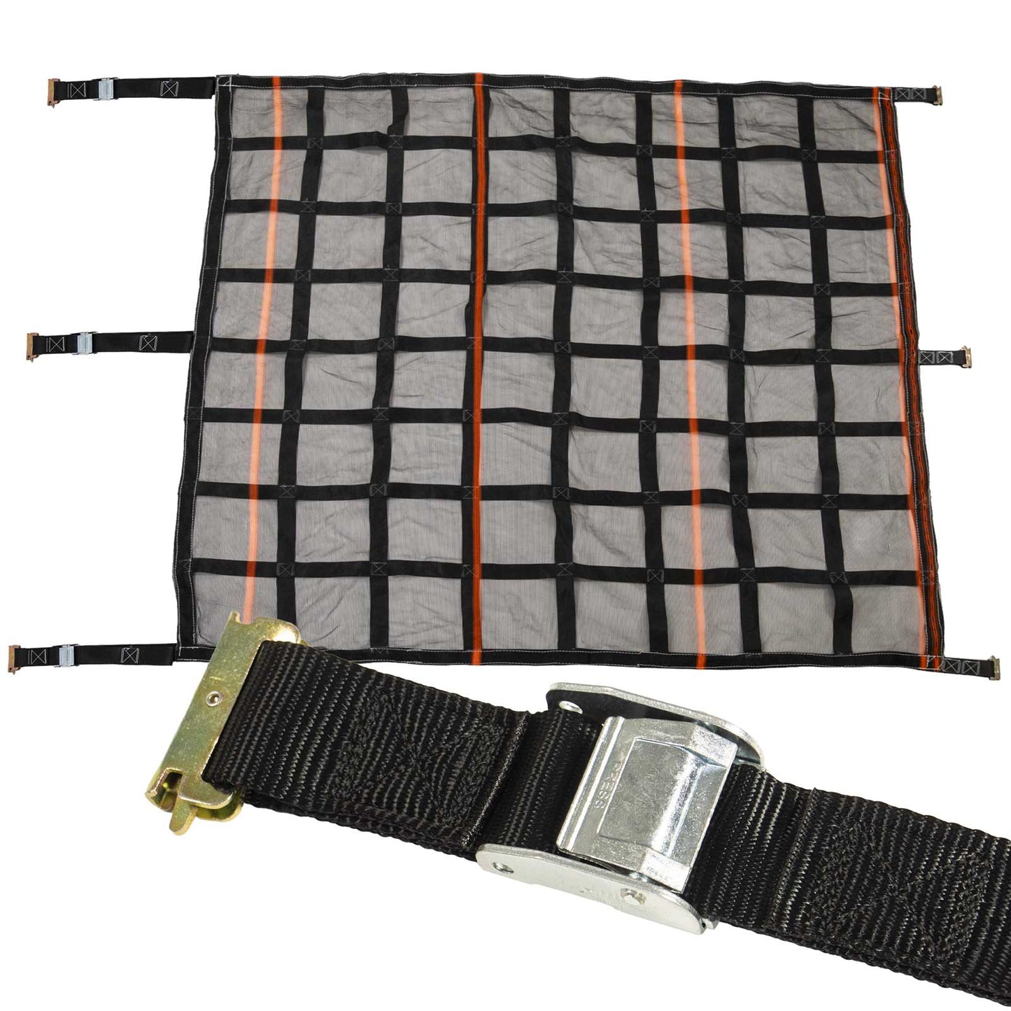 82" x 82" Heavy-Duty Cargo Net with Mesh Lining | Cam Buckles & E-Track Fittings