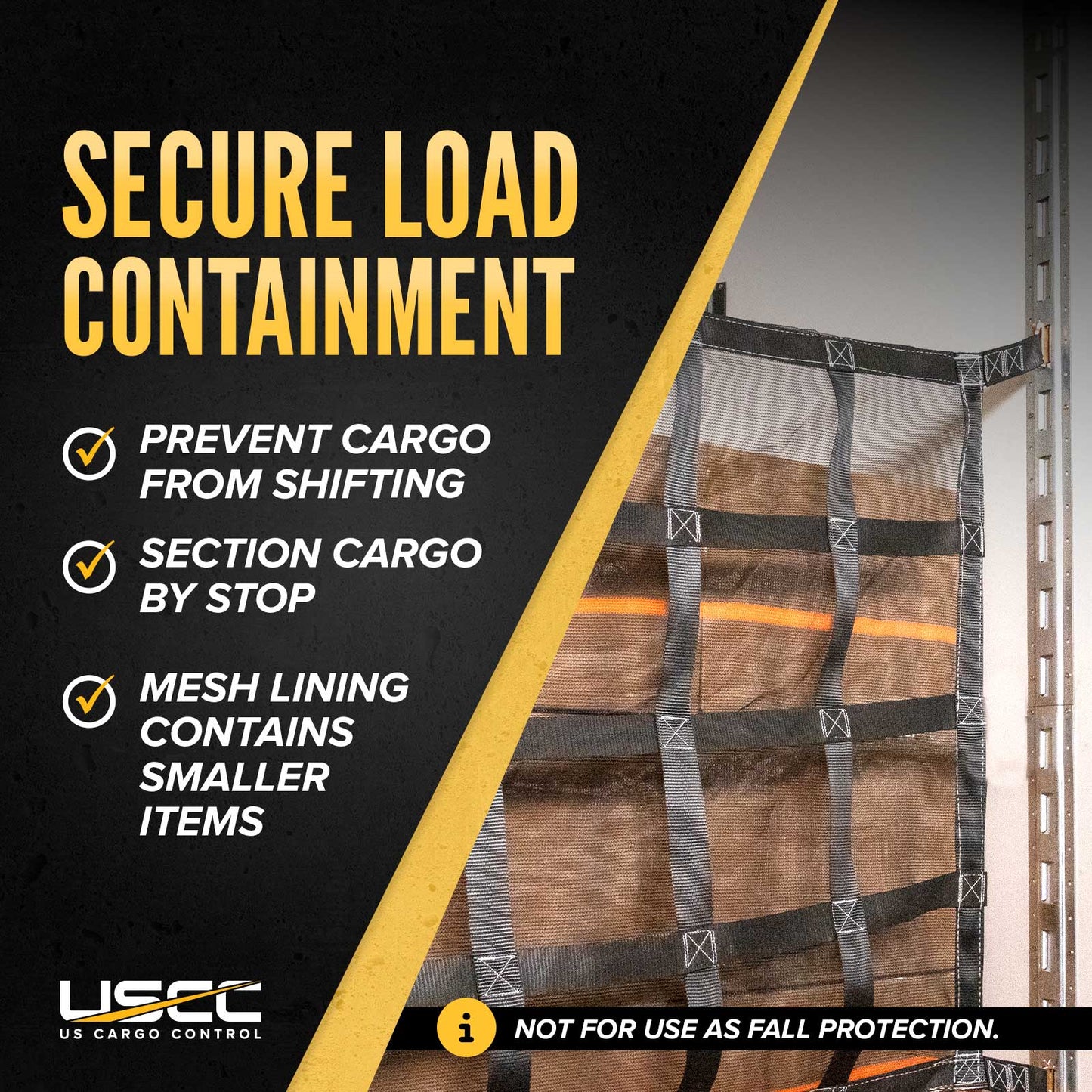 82" x 82" Heavy-Duty Cargo Net with Mesh Lining | Cam Buckles & E-Track Fittings