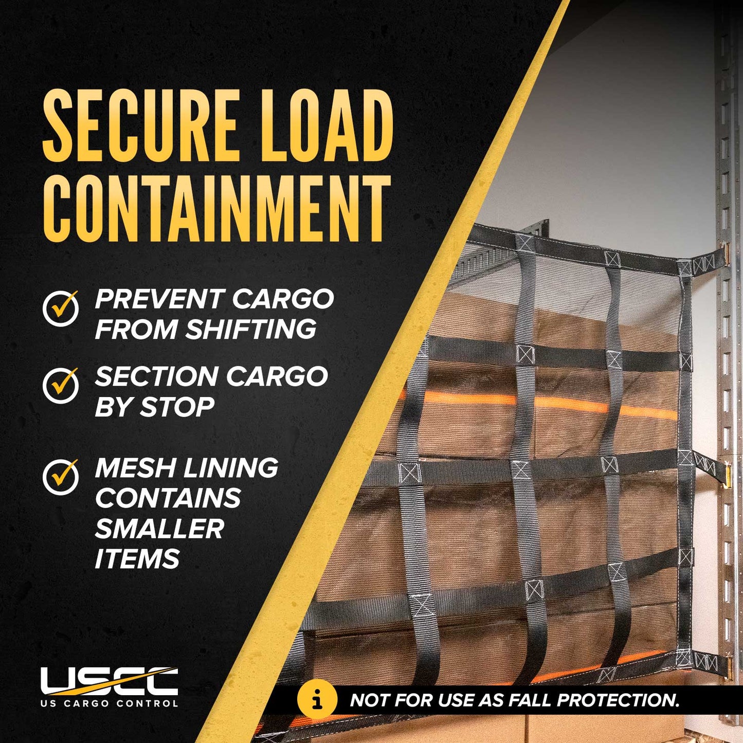 42" x 82" Heavy-Duty Cargo Net with Mesh Lining | Ratchets & E-Track Fittings