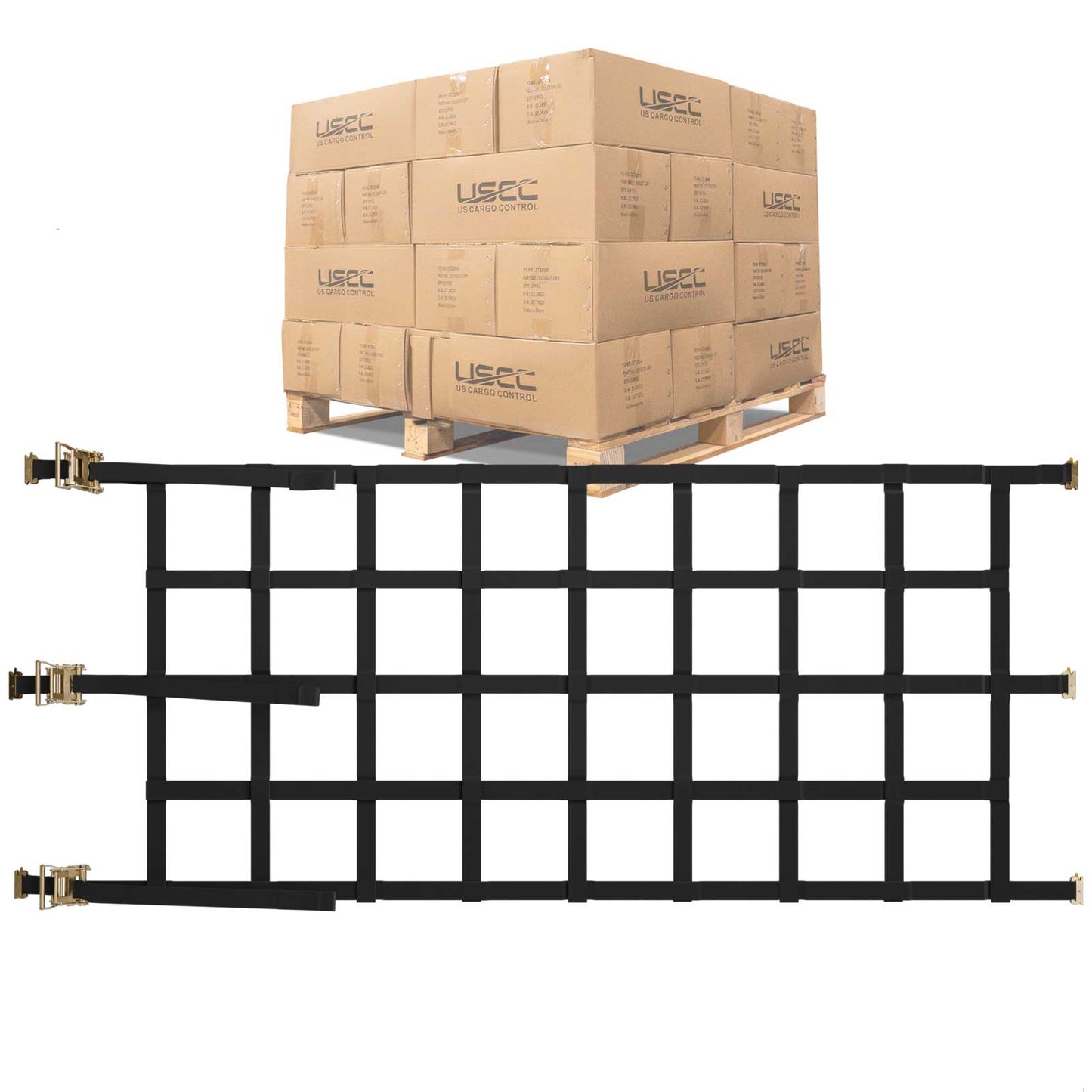 42" x 82" Heavy-Duty Cargo Net with Ratchets & E-Track Fittings | 72-Pack (Pallet)
