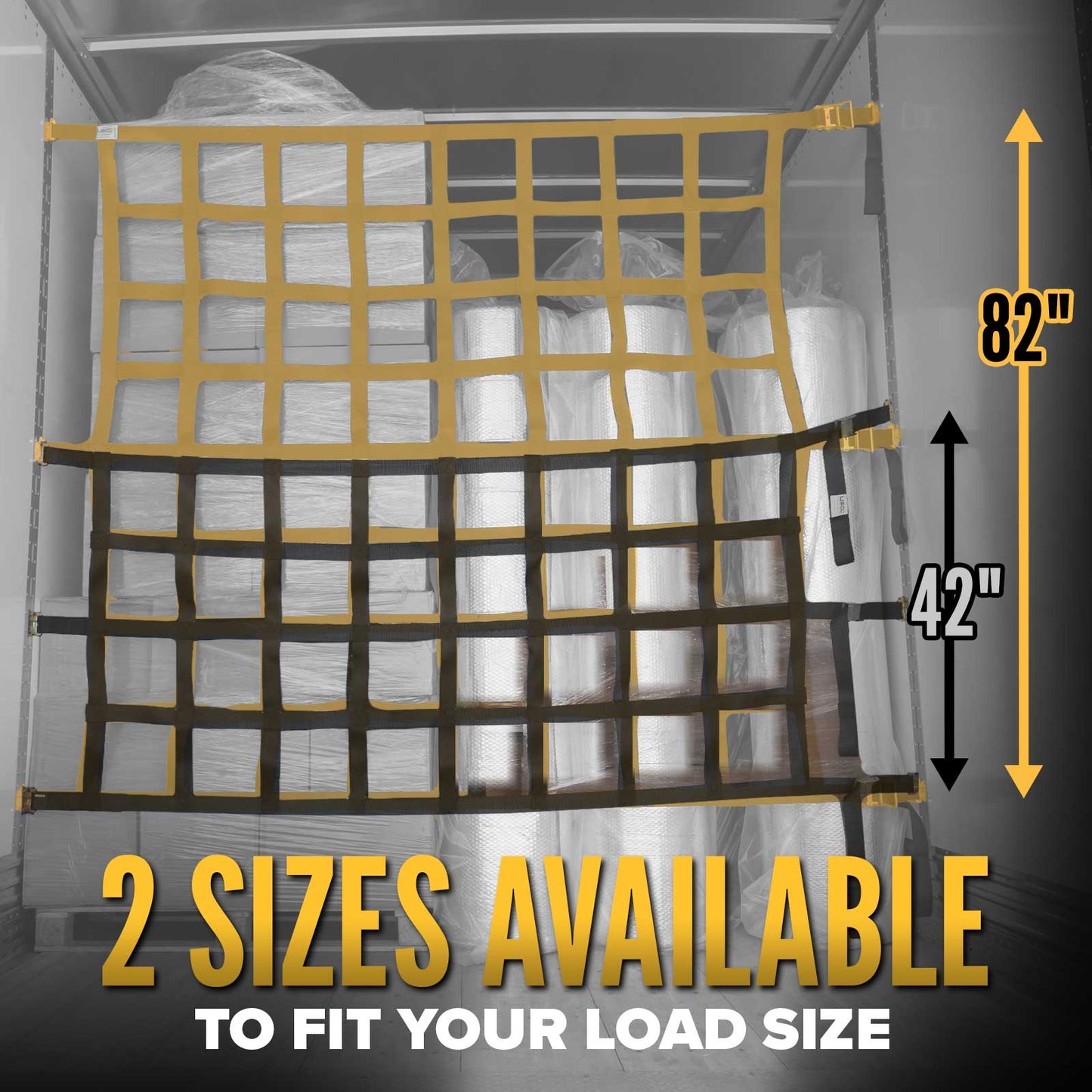 82" x 82" Heavy-Duty Cargo Net with Ratchets & E-Track Fittings