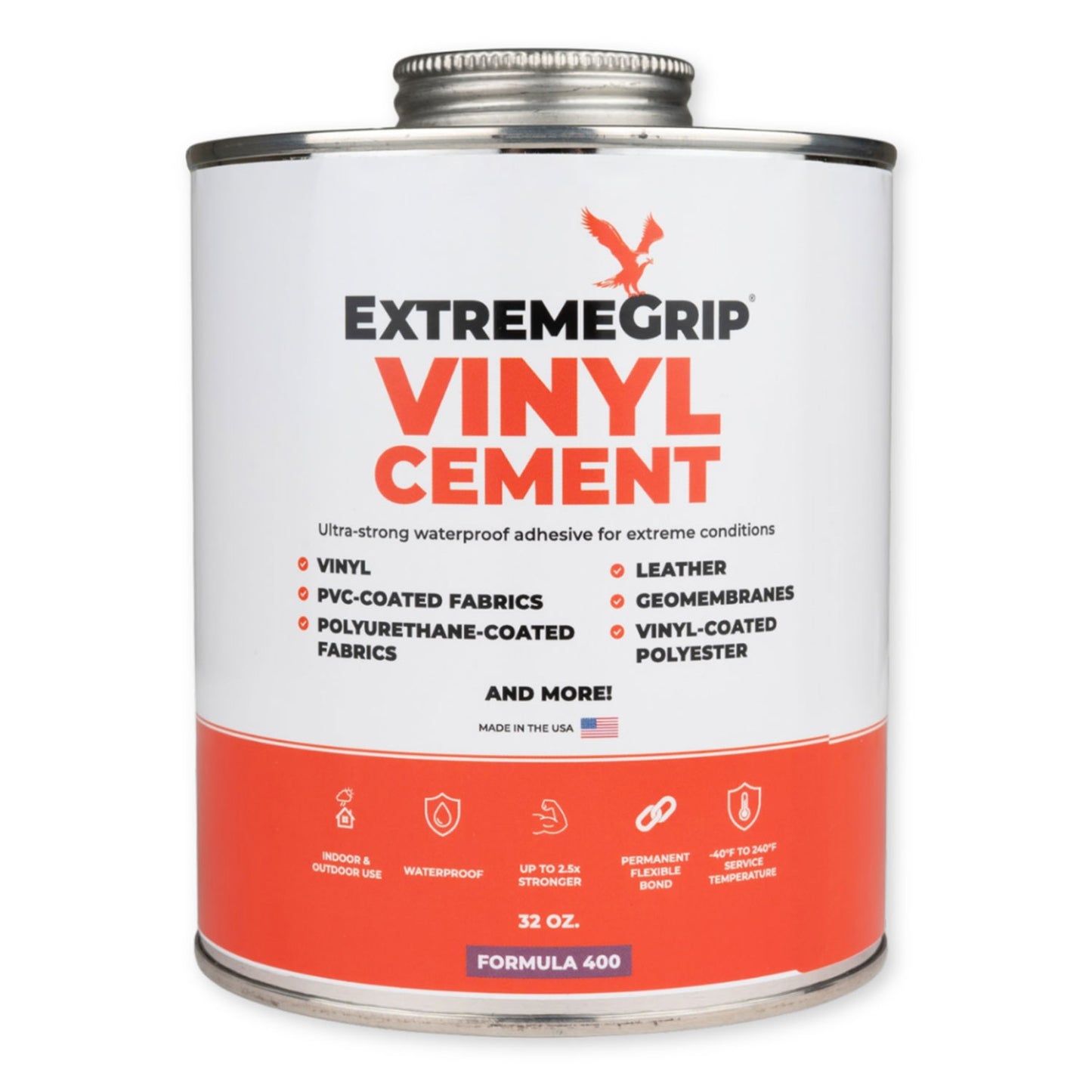 Rochford ExtremeGrip Vinyl Cement+ | 32oz. (Quart) | Brush Applicator Lid