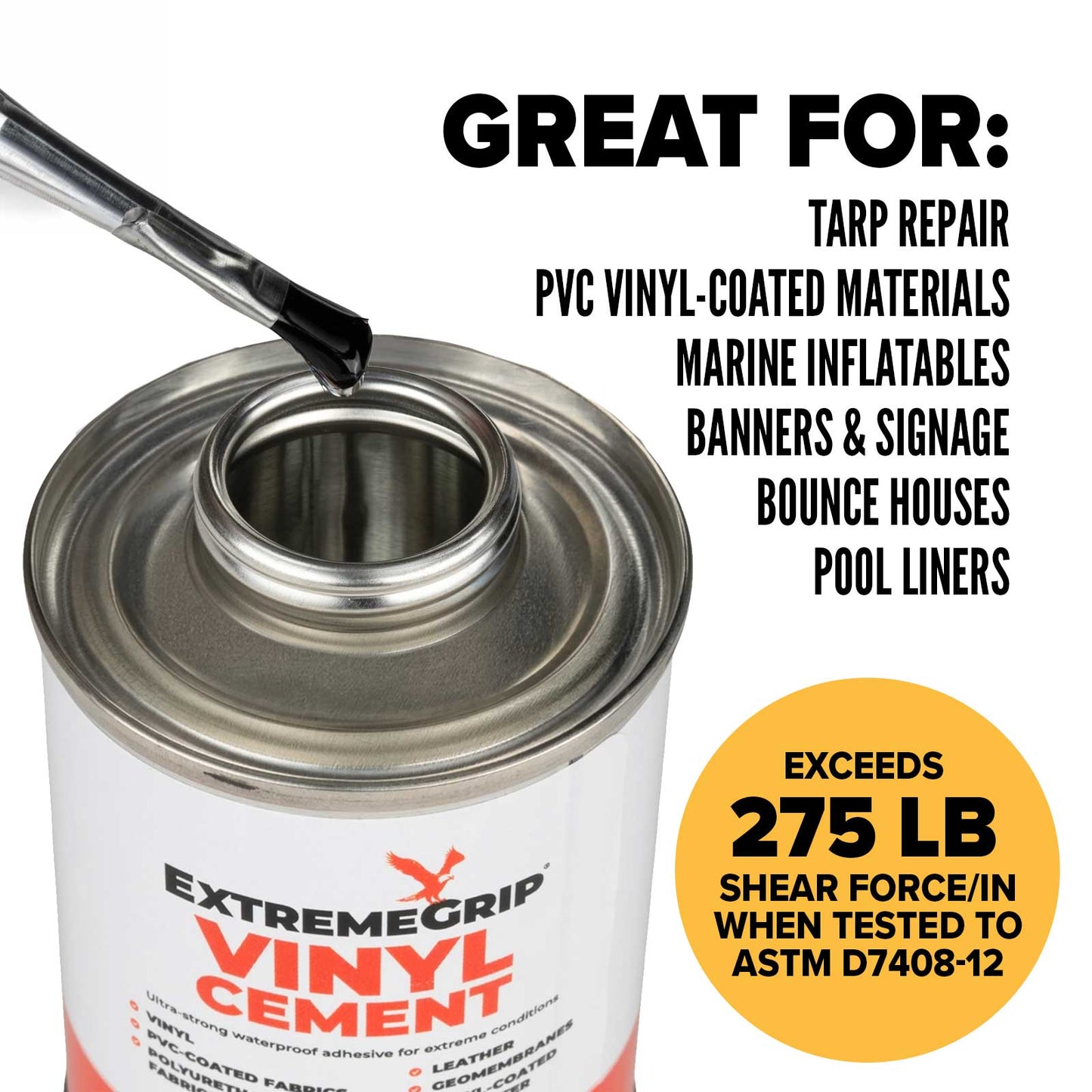 Rochford ExtremeGrip Vinyl Cement+ | 32oz. (Quart) | Brush Applicator Lid