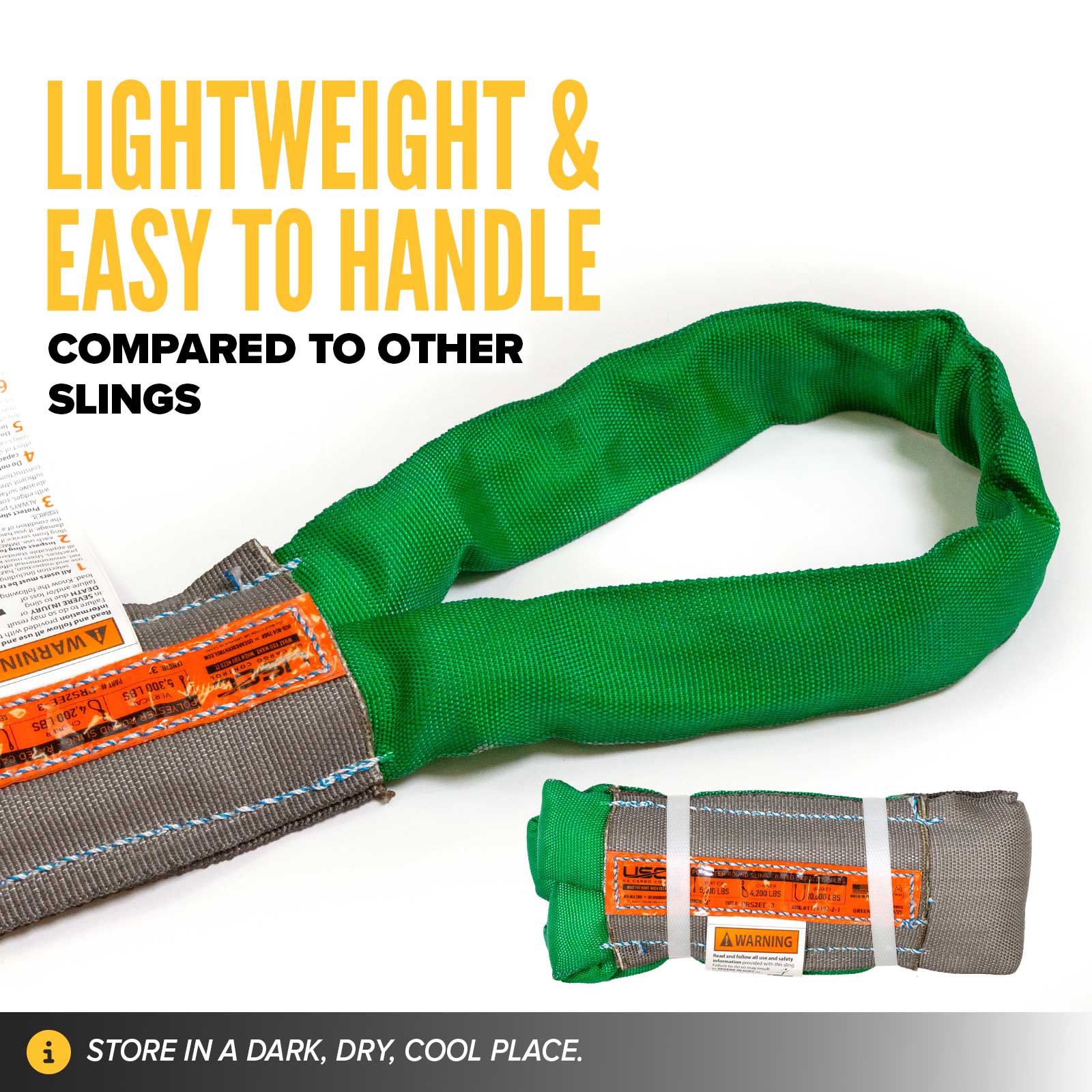 poly roundslings are lightweight & easy to handle compared to other slings