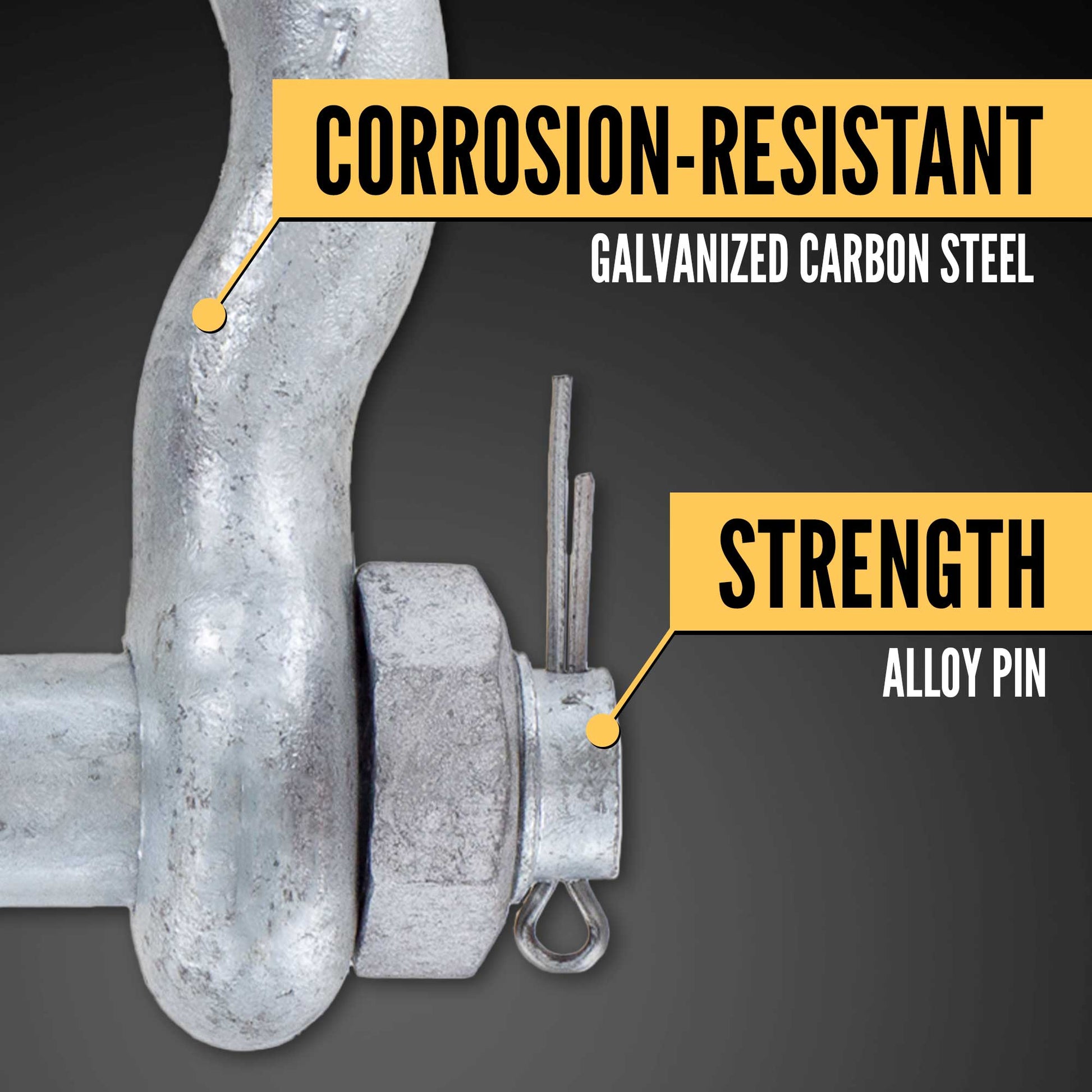 1" Galvanized Bolt Type Anchor Shackle - 8.5 Ton shackle construction
