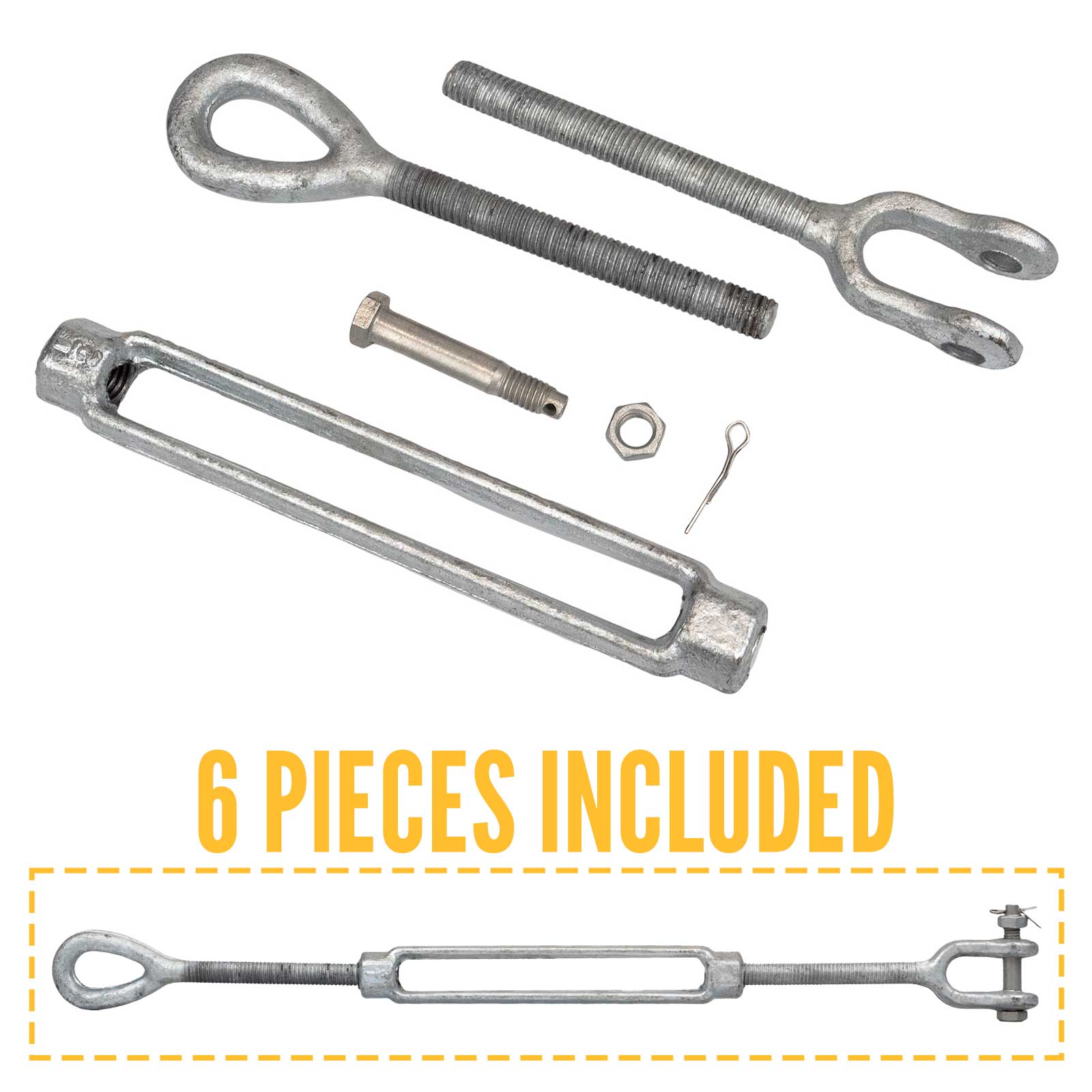 11/4" x 18" Galvanized Jaw & Eye Turnbuckle