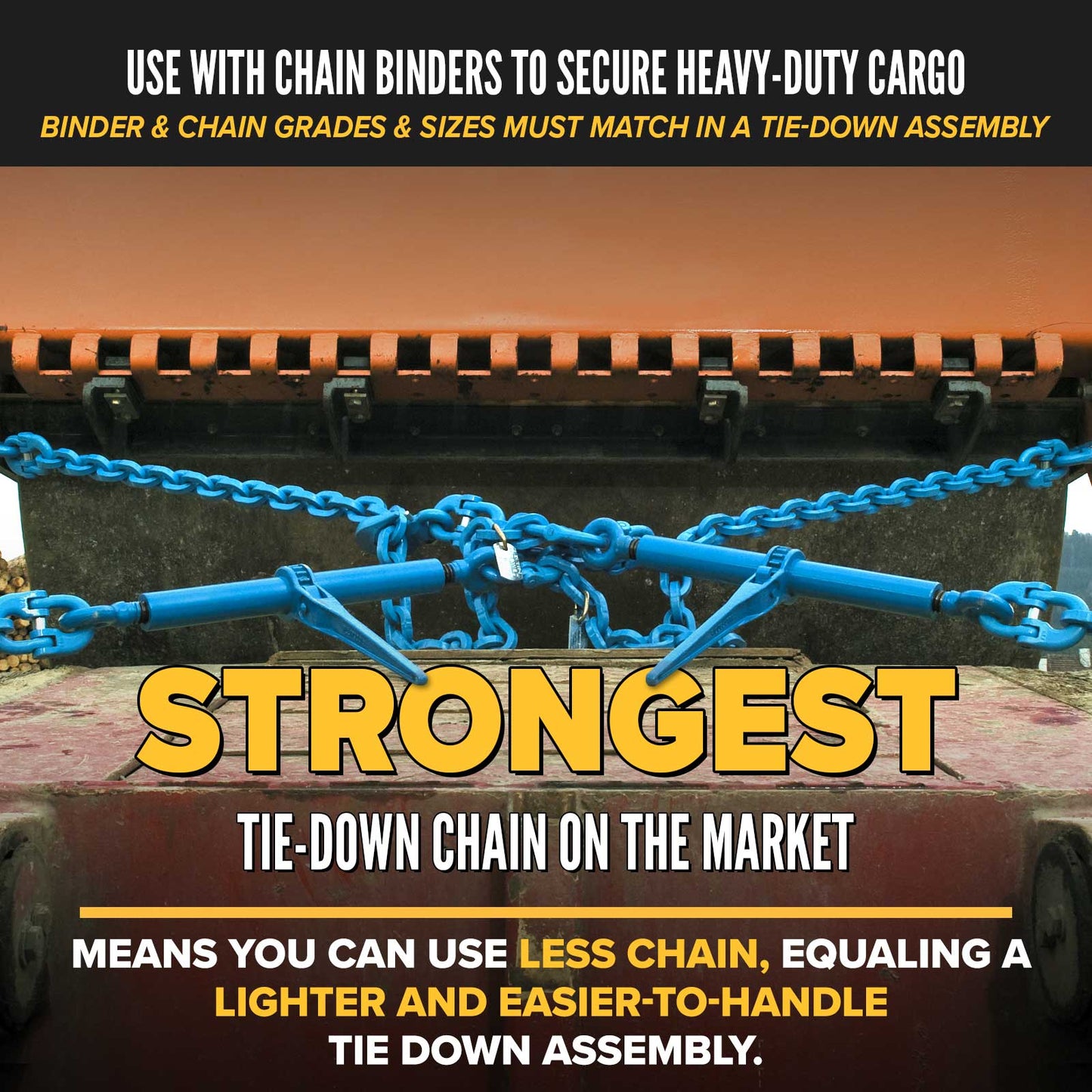 3/8" x 20' Tie Down Chain with Eye Grab Hooks | Grade 120