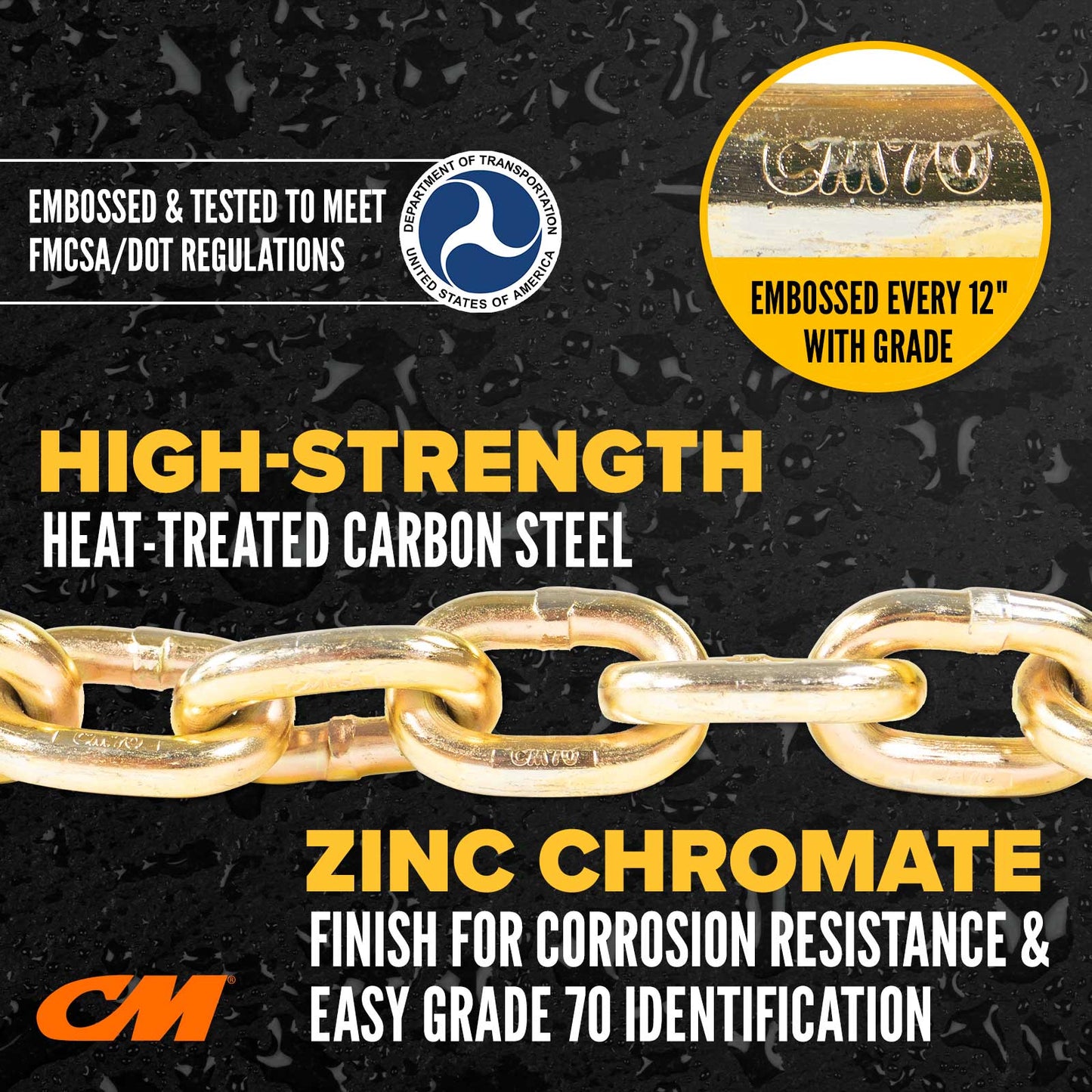 1/2" x 200' CM® Transport Chain Drum | Grade 70 | Made in USA