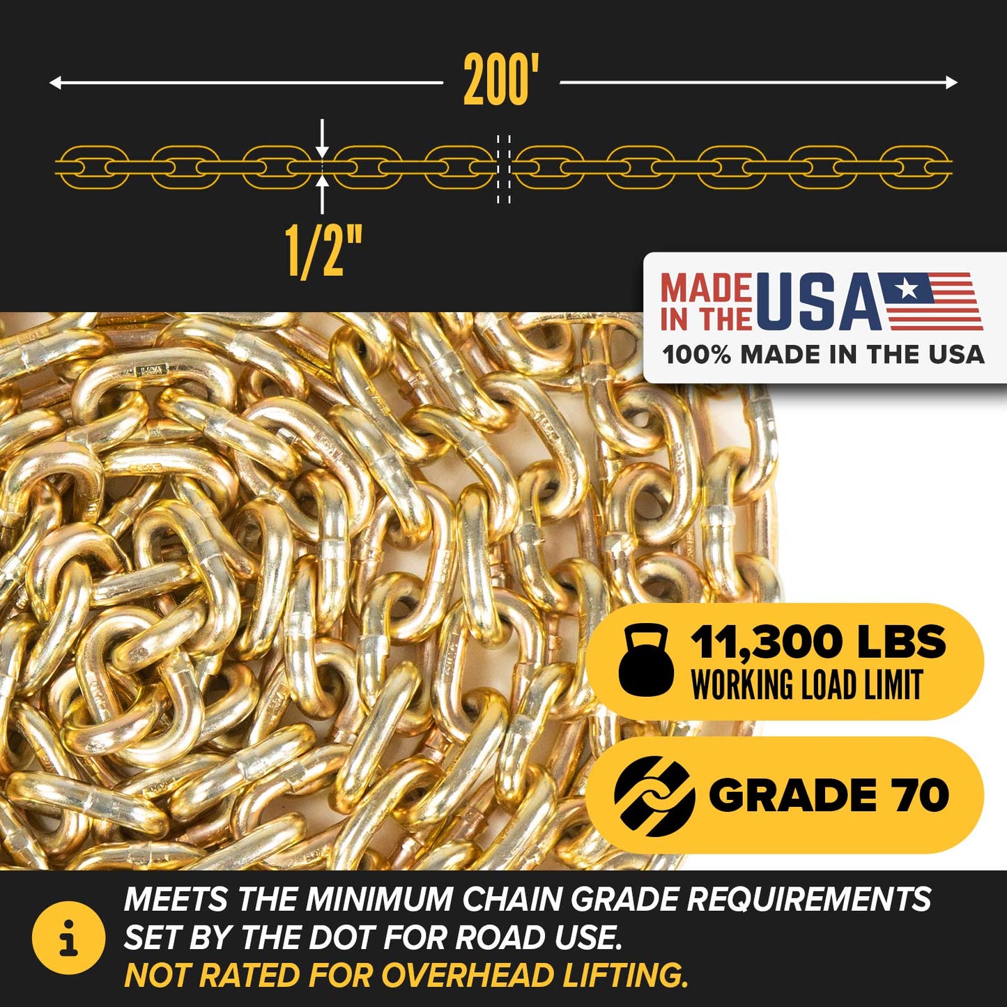 1/2" x 200' CM® Transport Chain Drum | Grade 70 | Made in USA