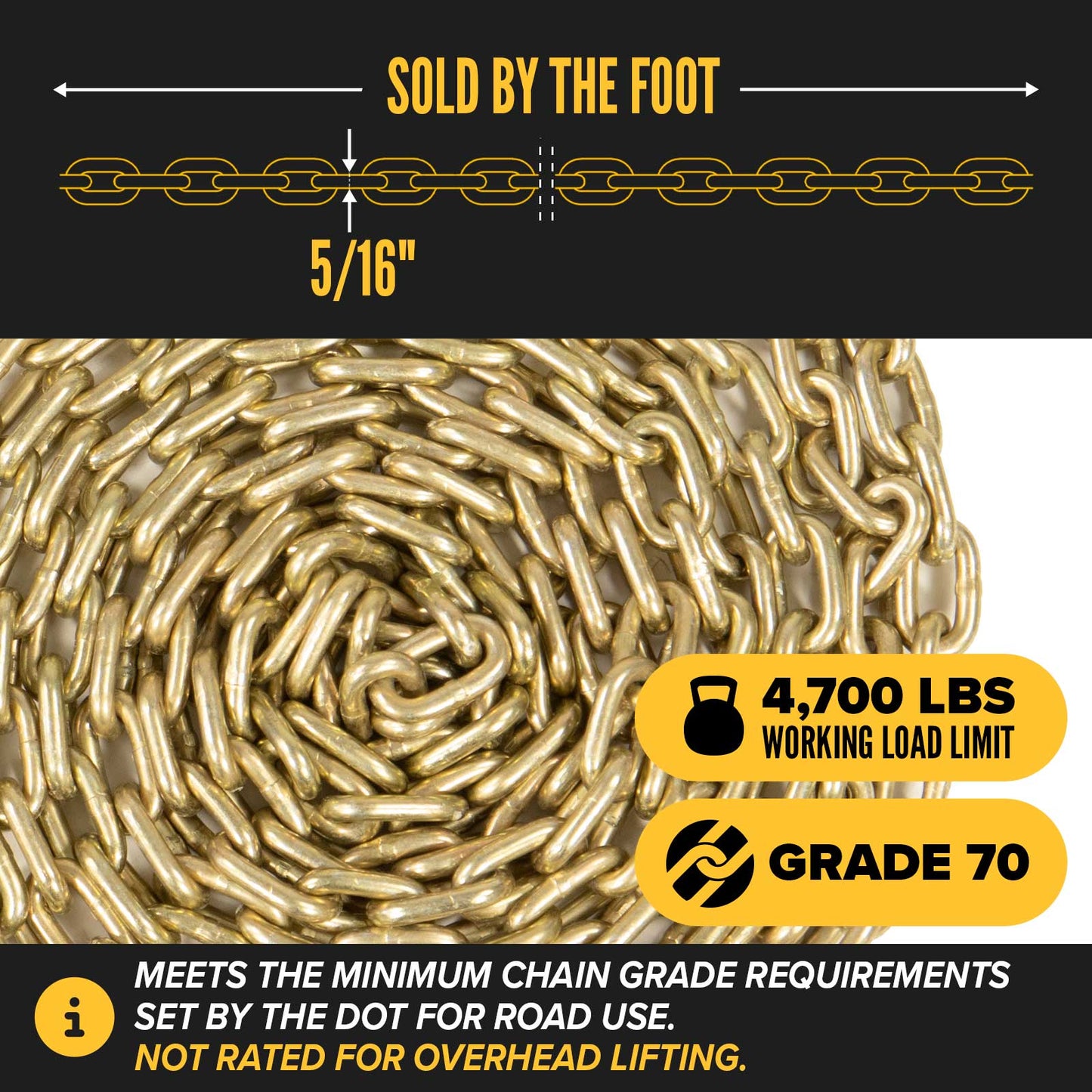 5/16" Transport Chain by the Foot | Grade 70