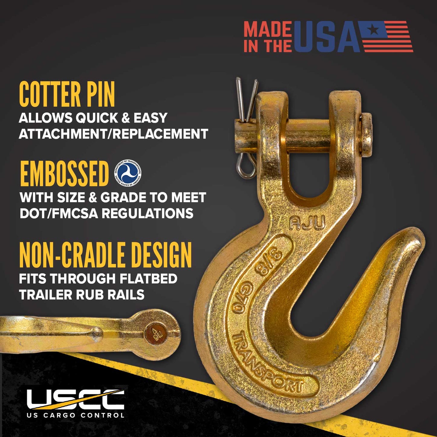 3/8" Clevis Grab Hook | CM® Grade 70 - Made in USA