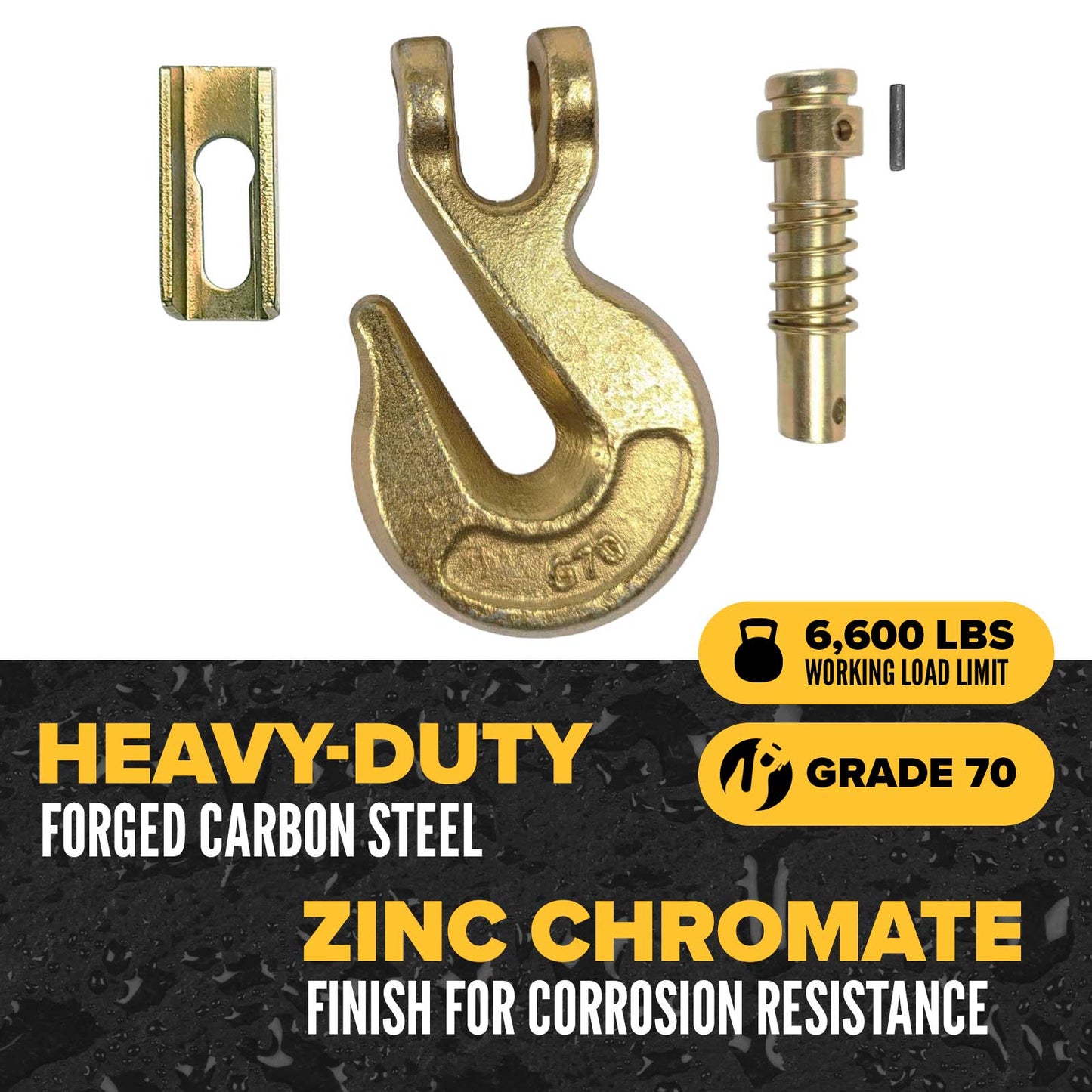 3/8" Clevis Grab Hook with Latch | Grade 70