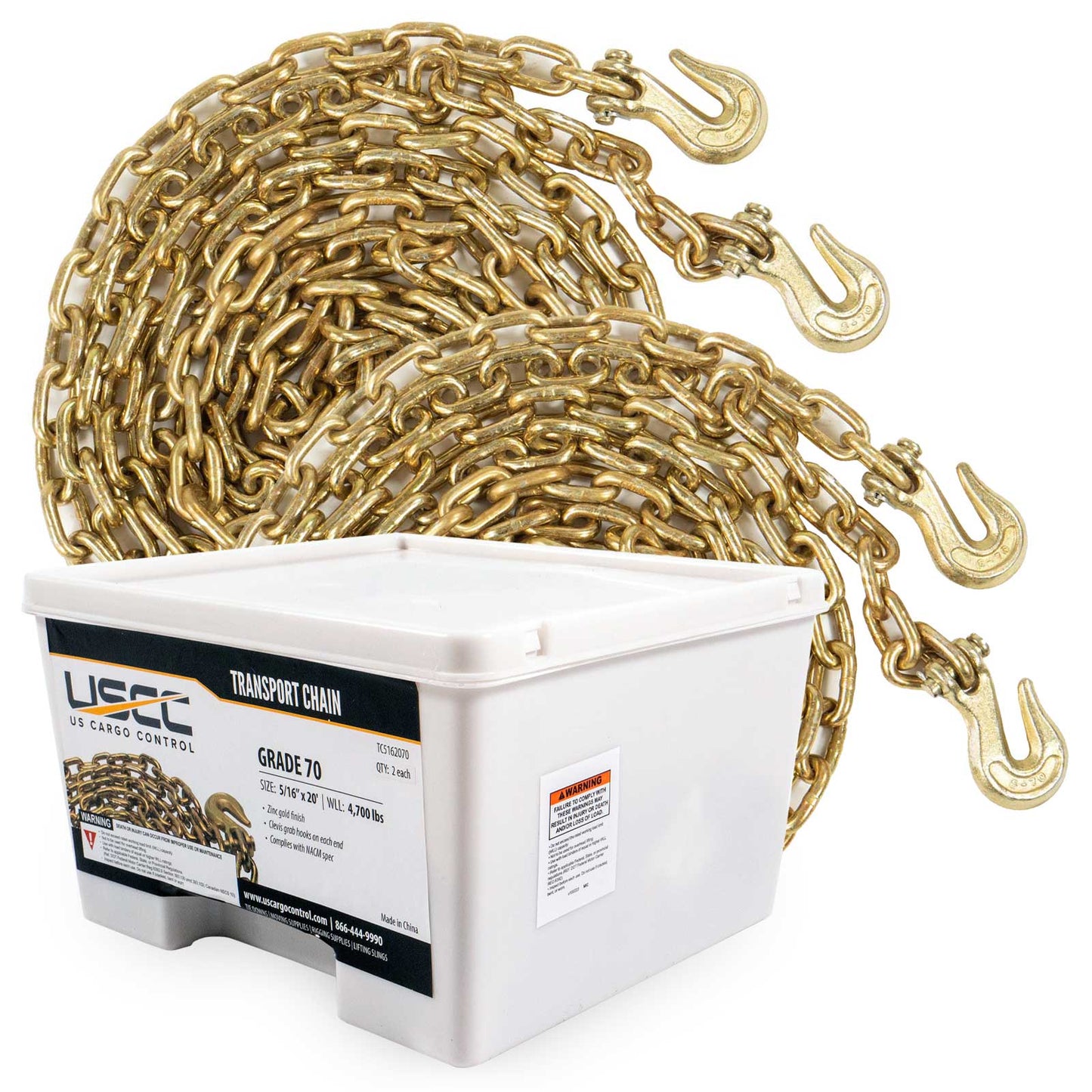 Transport Chain Grade 70 5/16" x 20' Standard Link - 2 Pack