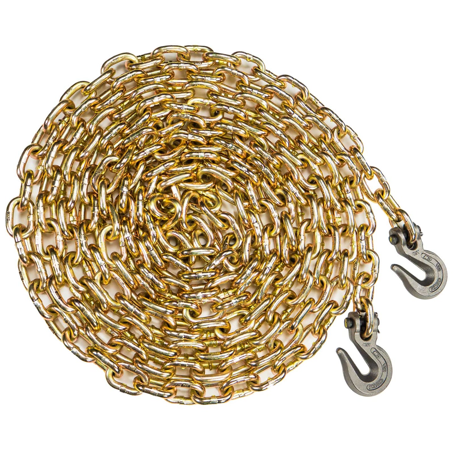 3/8" x 25' CM® Grade 70 Transport Chain with Clevis Grab Hooks | Made in USA