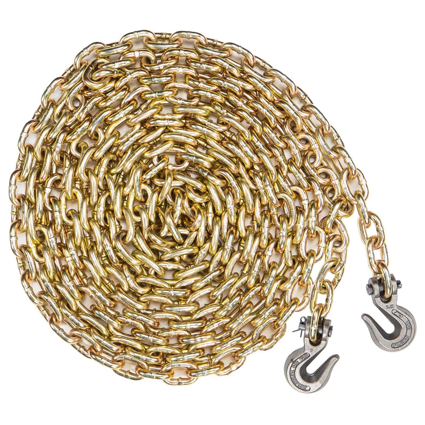 5/16" x 25' CM® Grade 70 Transport Chain with Clevis Grab Hooks | Made in USA