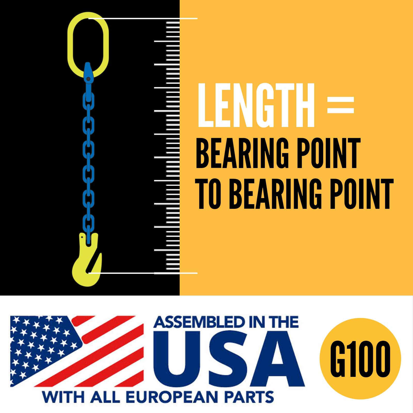 how to measure chain sling length