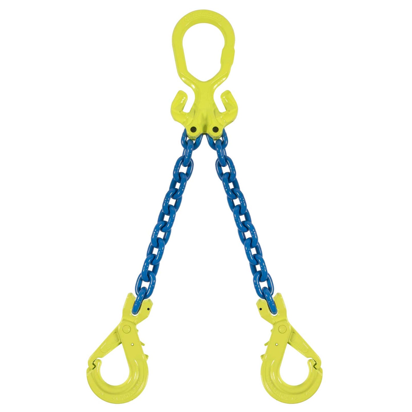 1/2" x 20' - Adjustable 2 Leg Chain Sling w/ Gunnebo Chain and Self-Locking Hooks - Grade 100
