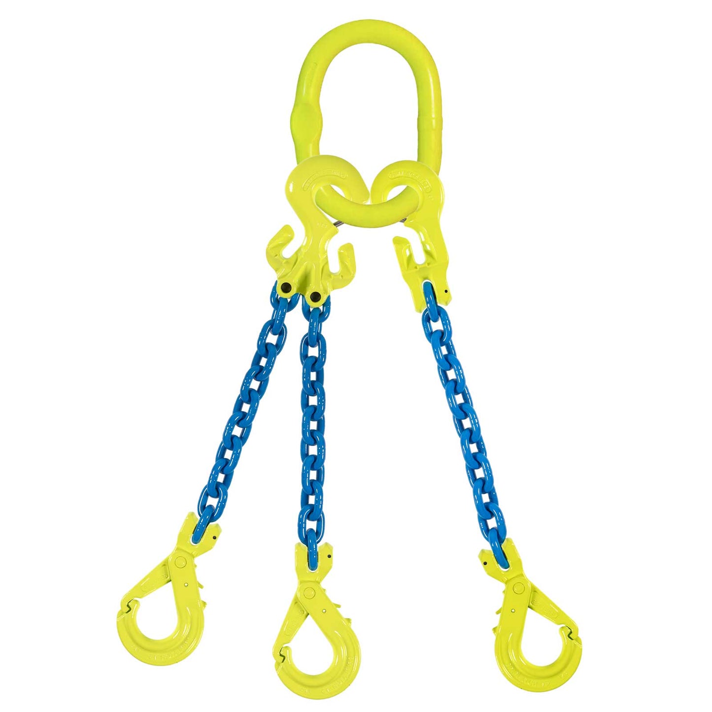 3/8" x 20' - Adjustable 3 Leg Chain Sling w/ Gunnebo Chain and Self-Locking Hooks - Grade 100
