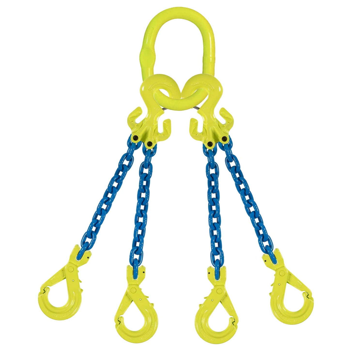 5/8" x 20' - Adjustable 4 Leg Chain Sling w/ Gunnebo Chain and Self-Locking Hooks - Grade 100