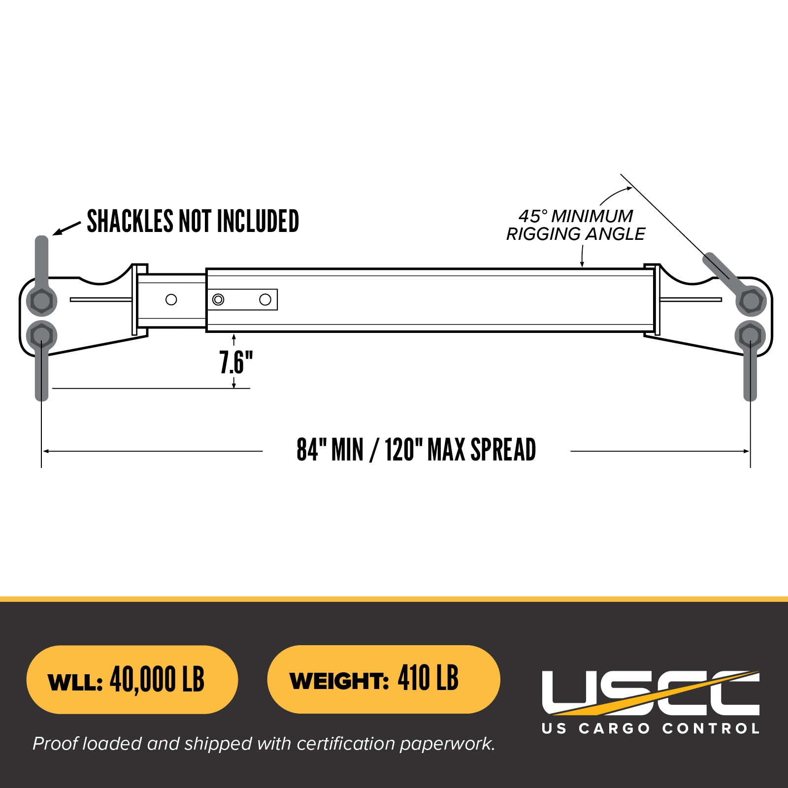 M&W 20126 heavy duty adjustable spreader beam specs