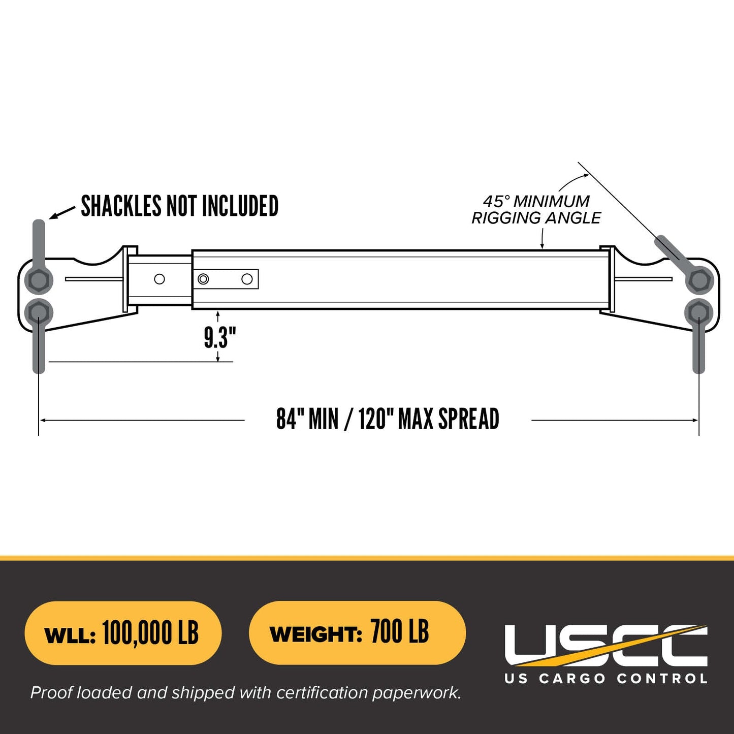 M&W 20141 heavy duty adjustable spreader beam specs