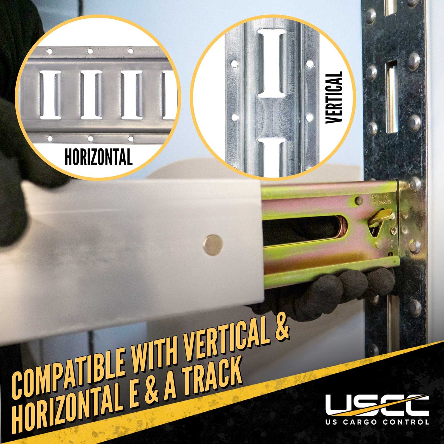 93" - 103" Aluminum E-Track Load Bar with Flat Latch Release - 3,000 lb Capacity