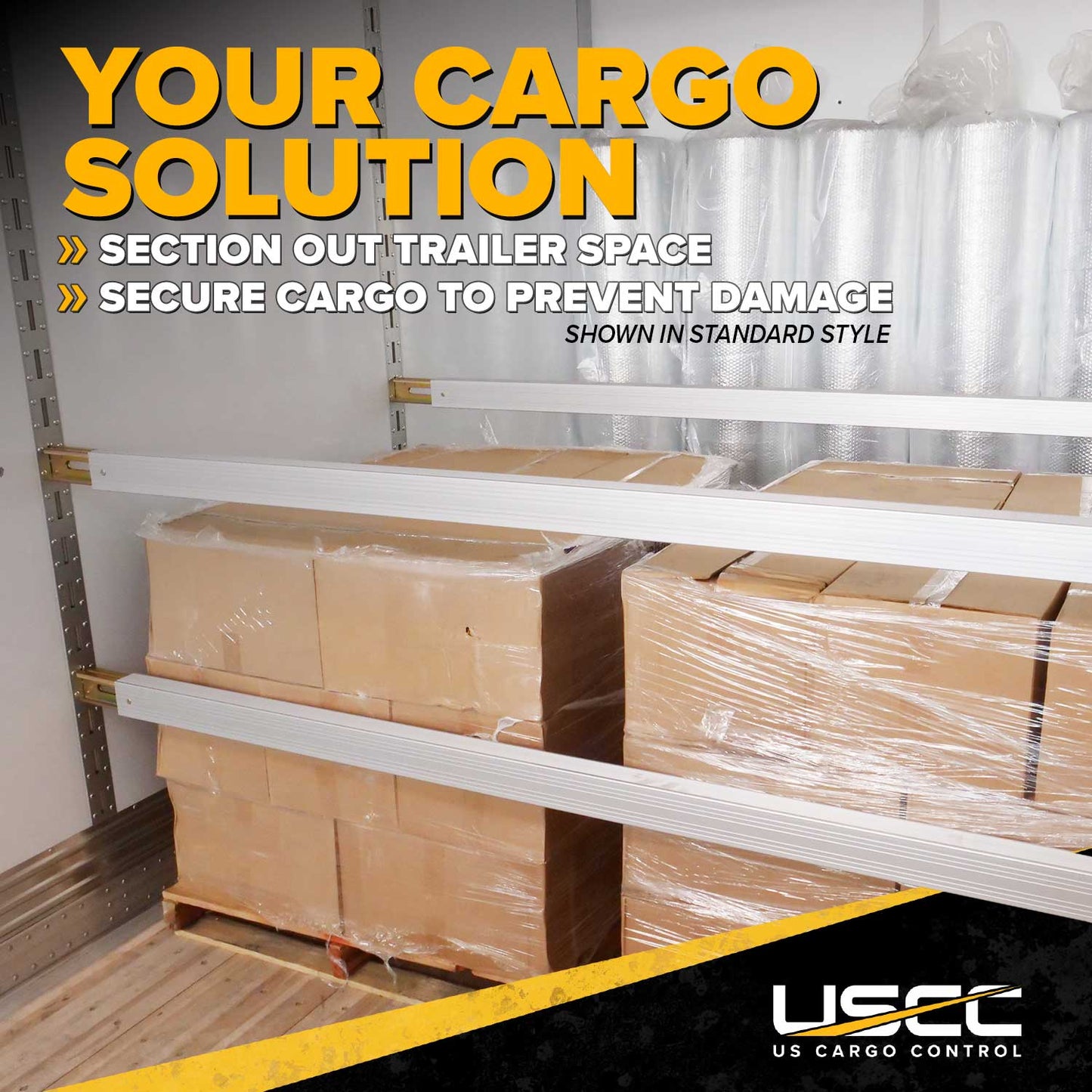 93" - 103" Aluminum E-Track Load Bar with Flat Latch Release - 3,000 lb Capacity