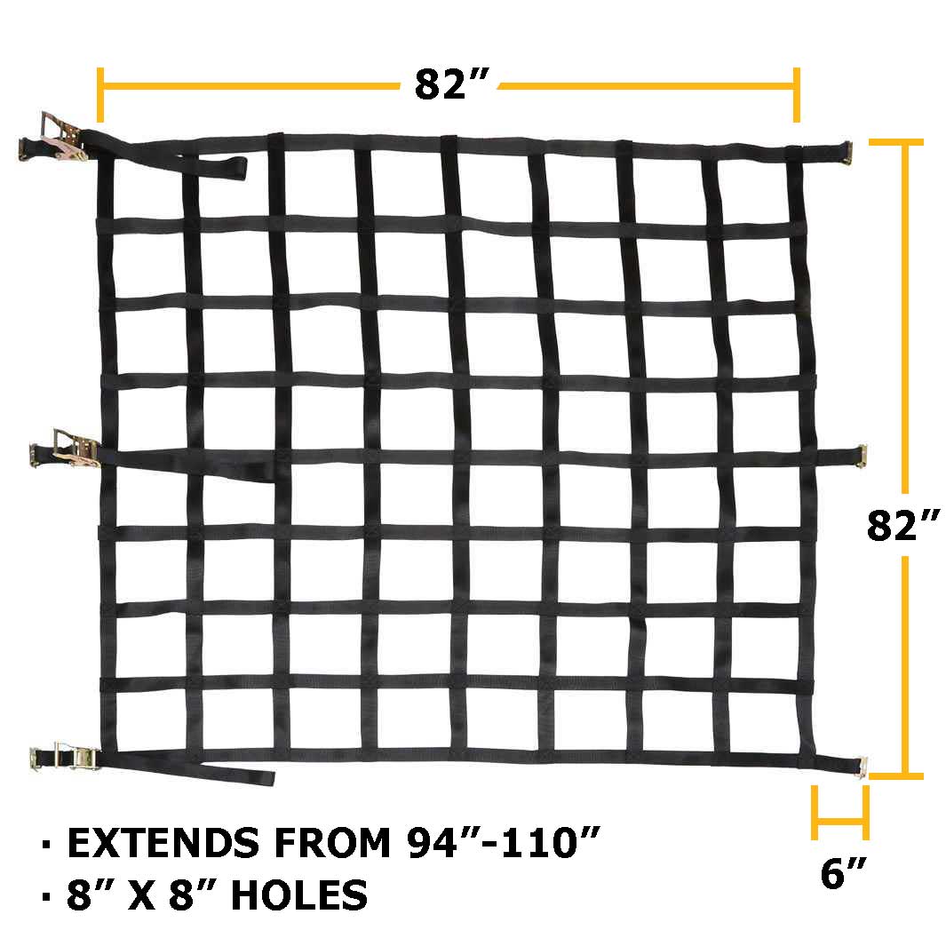82" x 82" Heavy-Duty Cargo Net with Ratchets and E-Track Fittings
