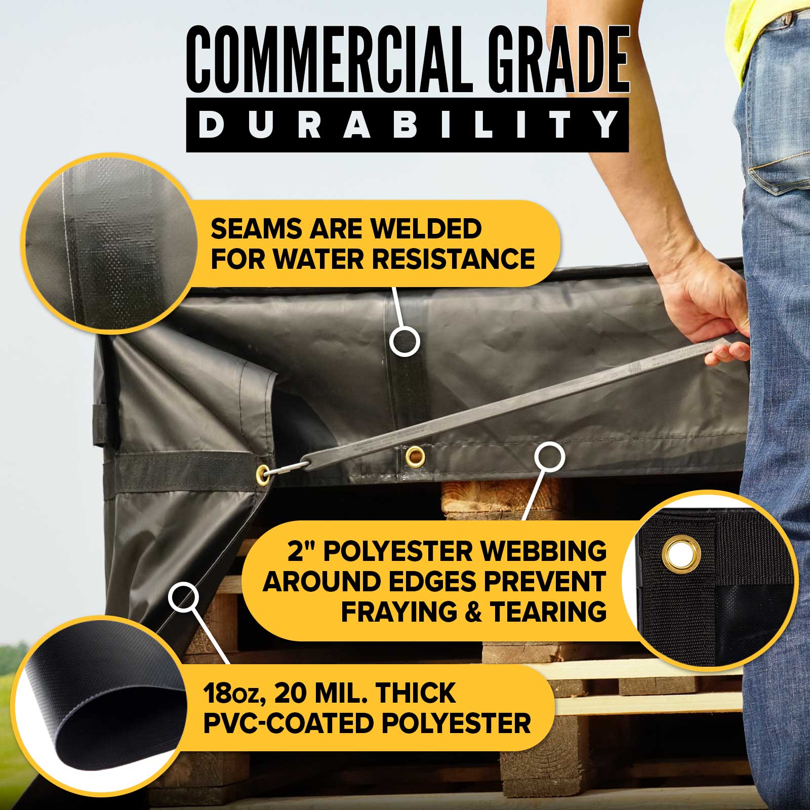 20' x 18' Heavy Duty Lumber Tarp | 6' Drop & Flap