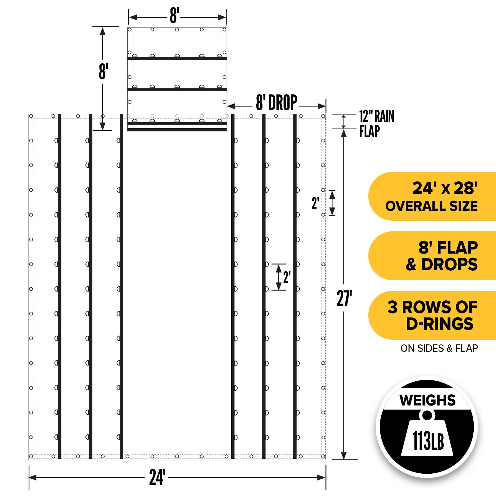 size tarp US Cargo CONTROL HLT24288-BLK Heavy Duty Tarp, Black