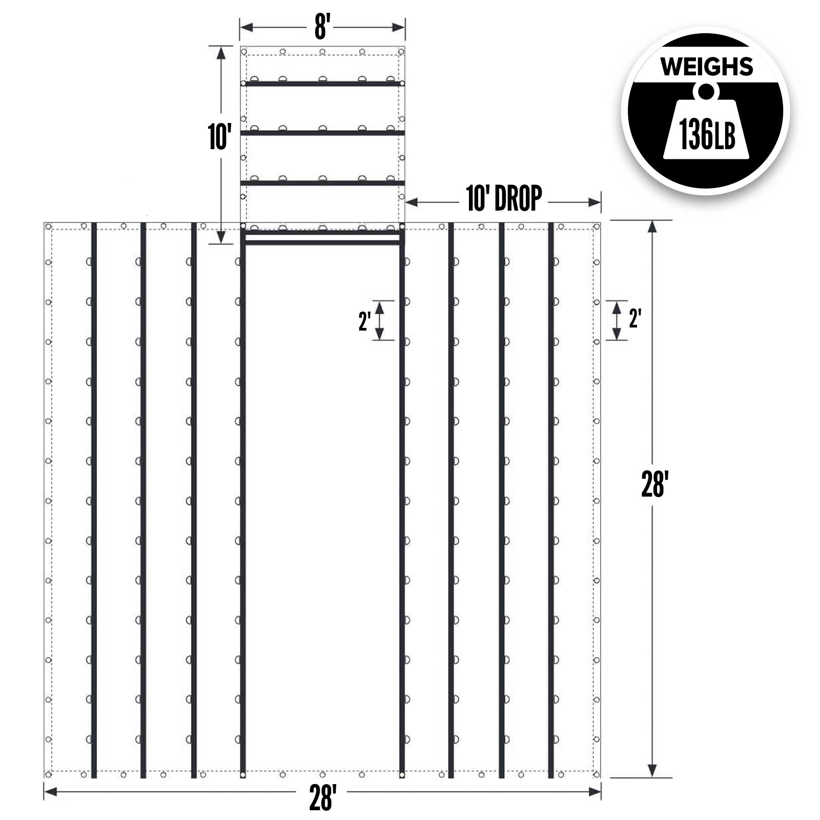 tarp brief 28' x 28' Heavy Duty Lumber Tarp | 10' Drop & Flap