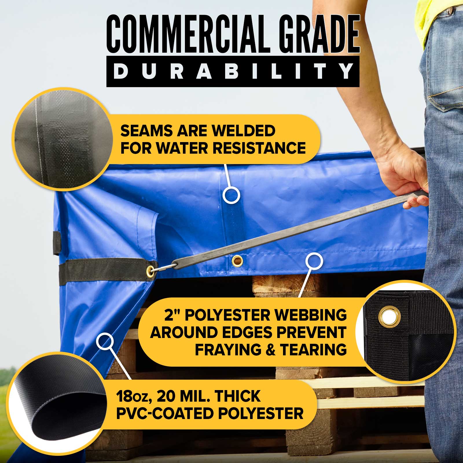 honnens tarp stellenangebote Heavy Duty Tarp, Blue, PVC Coated Polyester