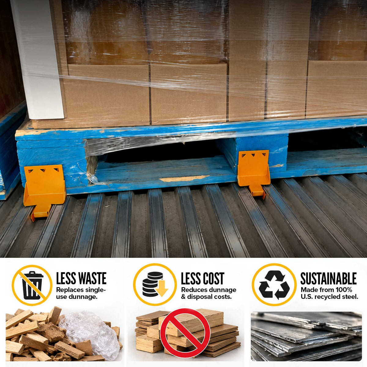 Kick Stops® Metal Floor Cargo Restraint Device - Steel