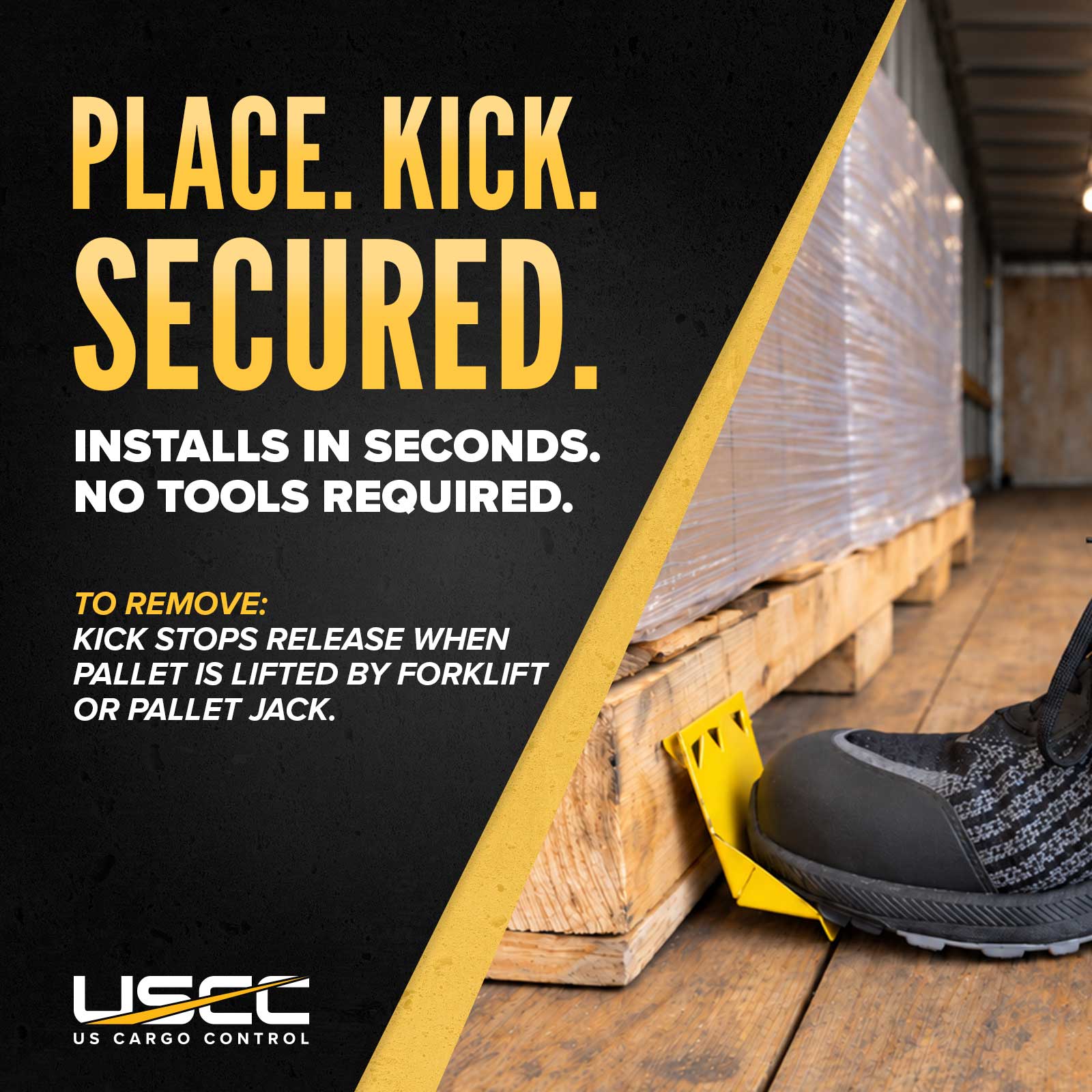Kick Stops® Wood Floor Cargo Restraint Device - Steel