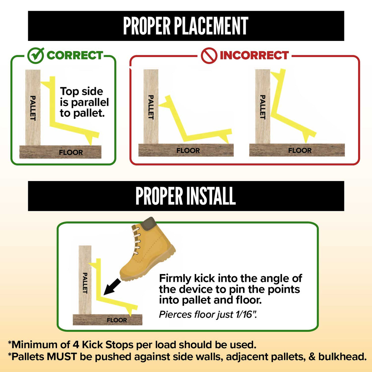Kick Stops® Wood Floor Cargo Restraint Device - Steel