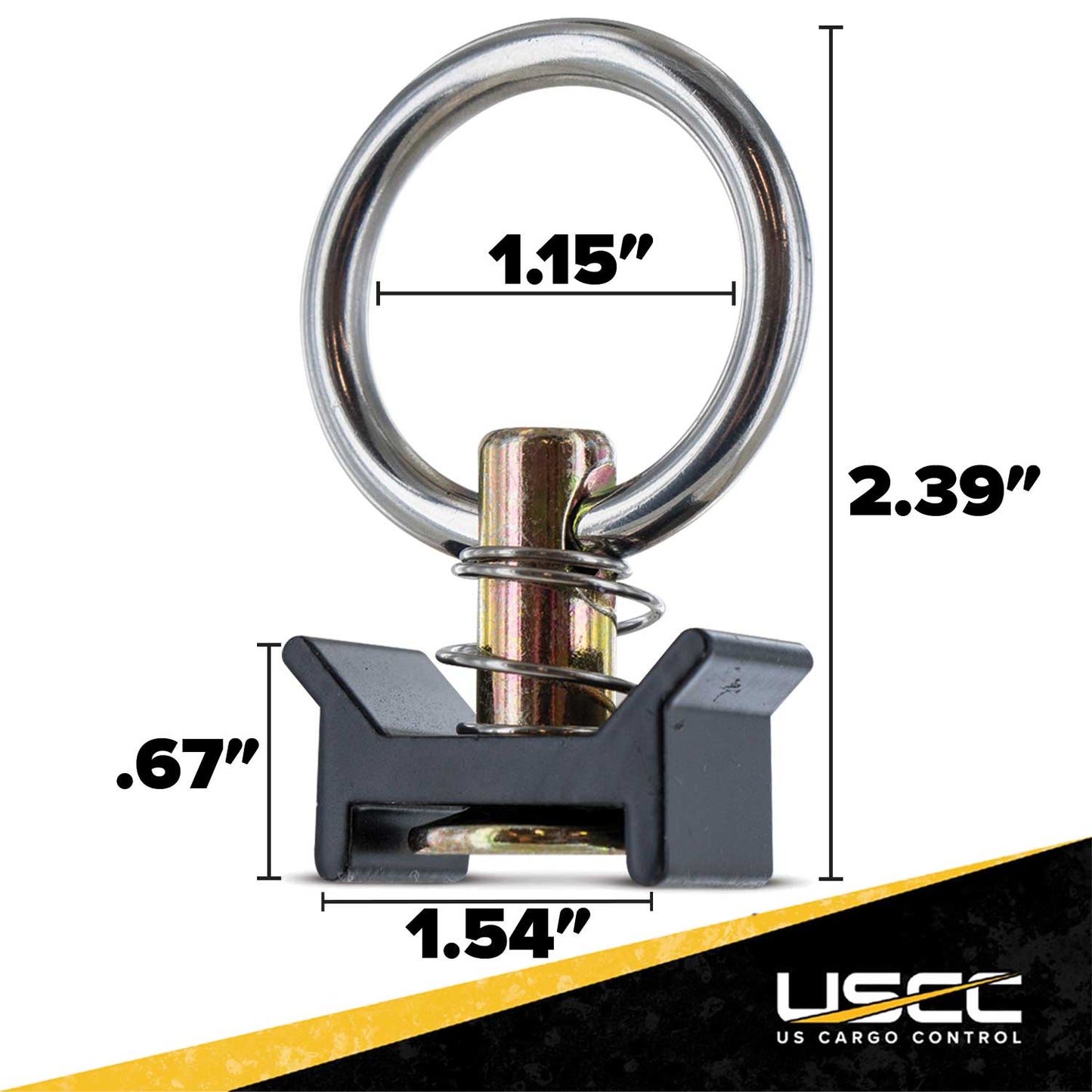 Single Stud Fitting w/ Stainless Steel Round Ring - Black | 4,000 lbs. BS | 8-Pack Image 10 of 10