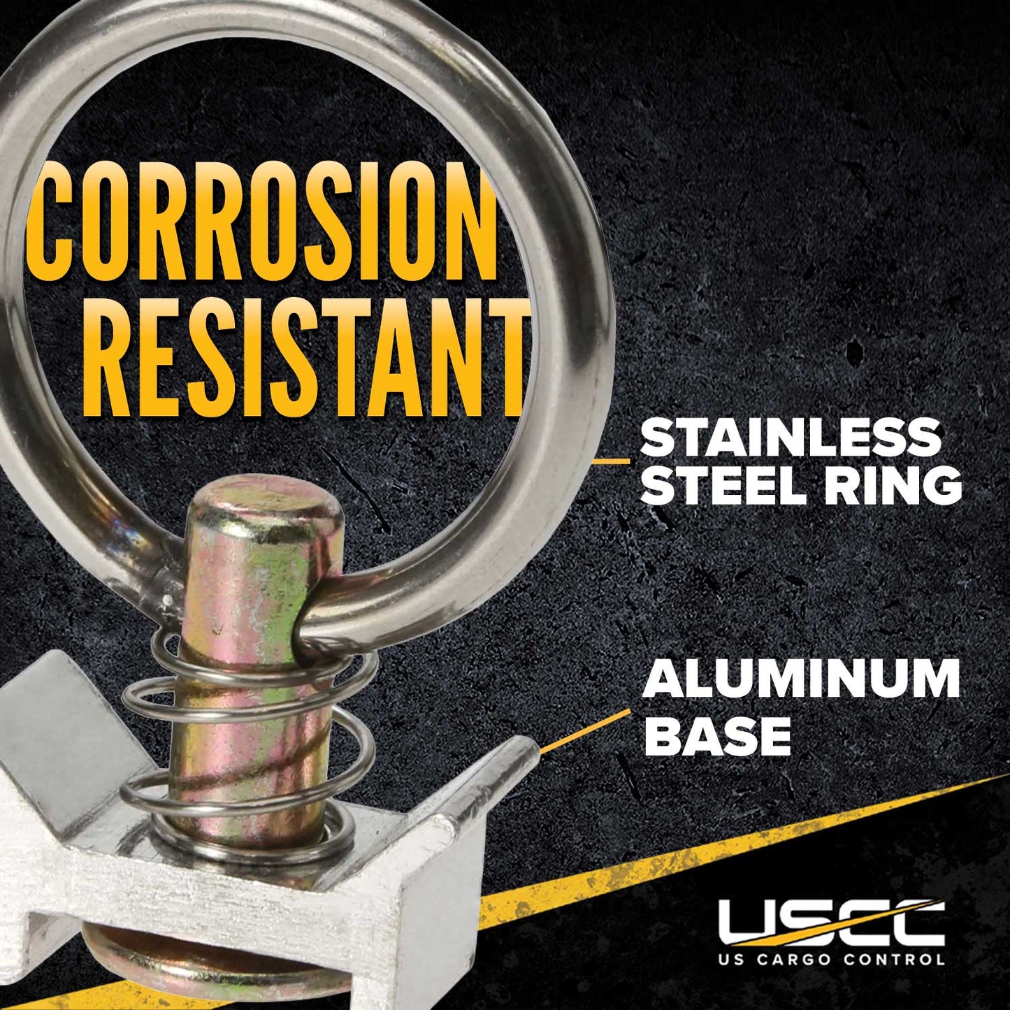 Single Stud L-Track Fitting with Stainless Steel Round Ring | 4,000 lbs. BS