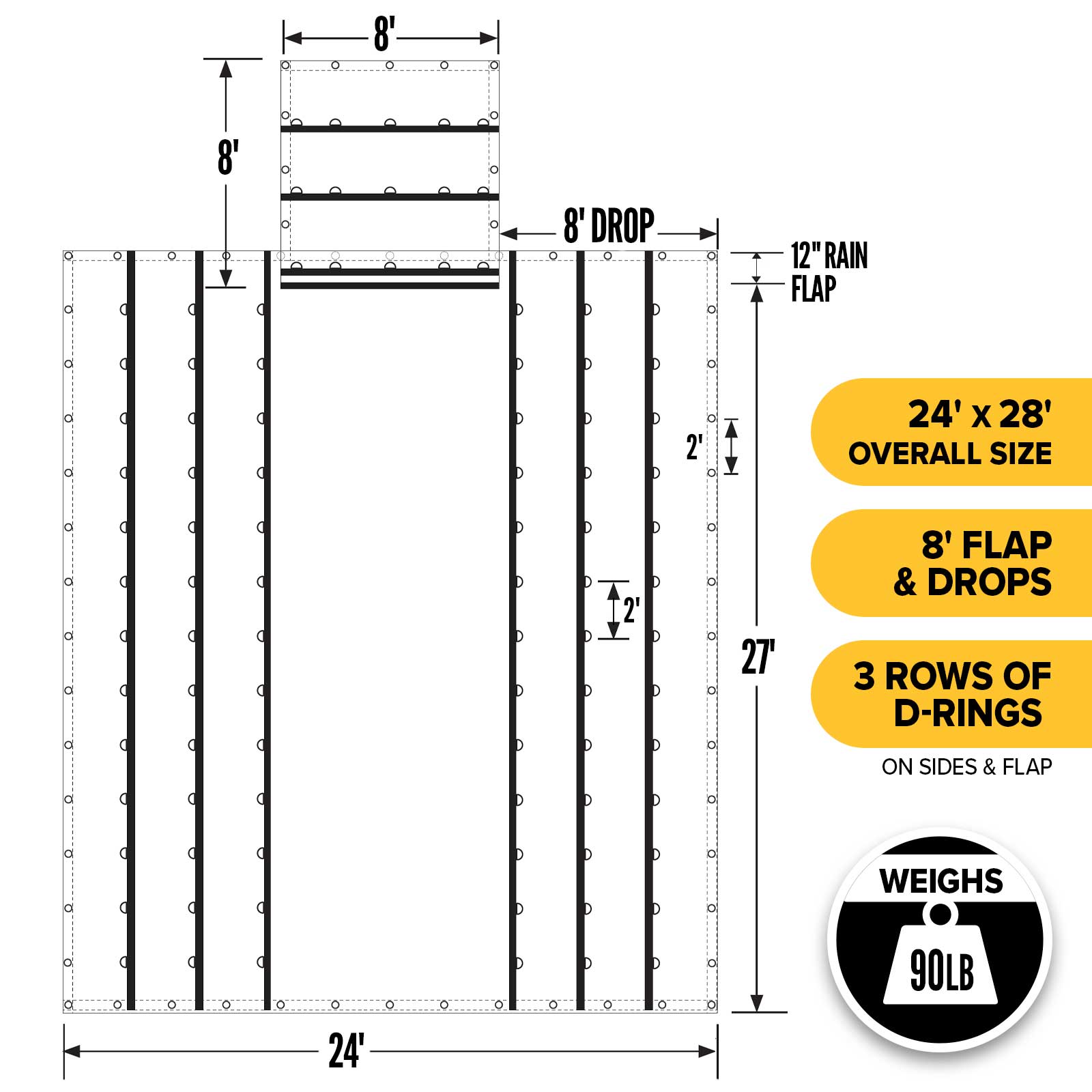 tarp brief 24' x 28' Lightweight Lumber Tarp | 8' Drop & Flap