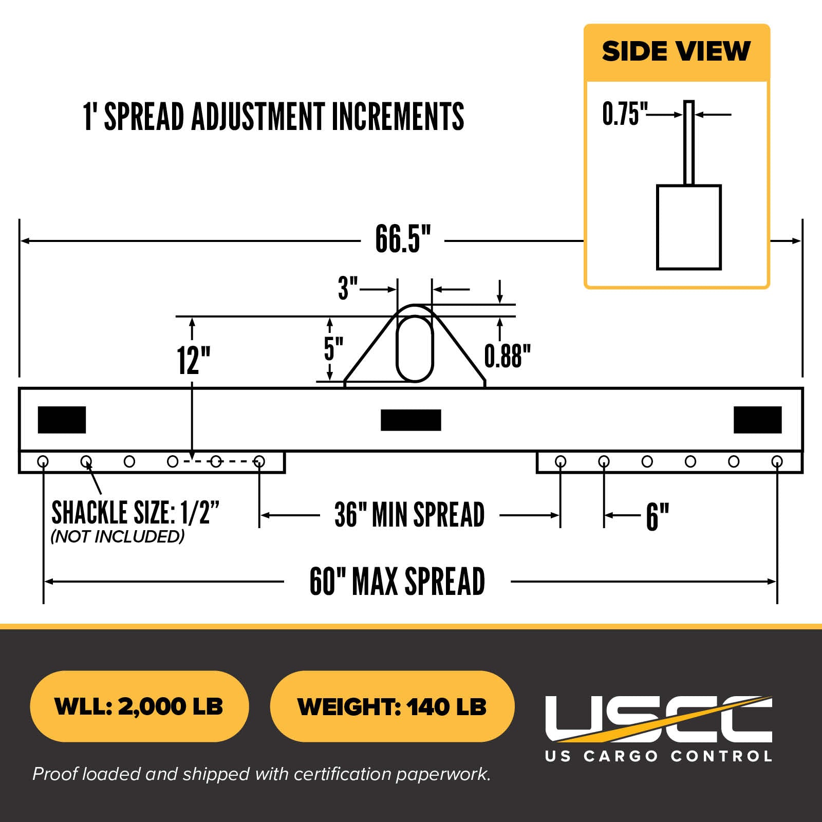 M&W 22148 low headroom adjustable lifting beam specs