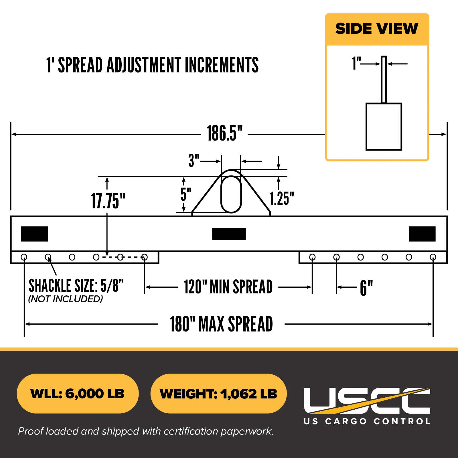 M&W 22158 low headroom adjustable lifting beam specs