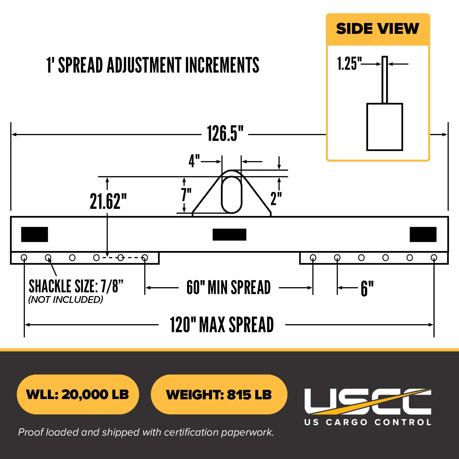 M&W 22169 low headroom adjustable lifting beam specs