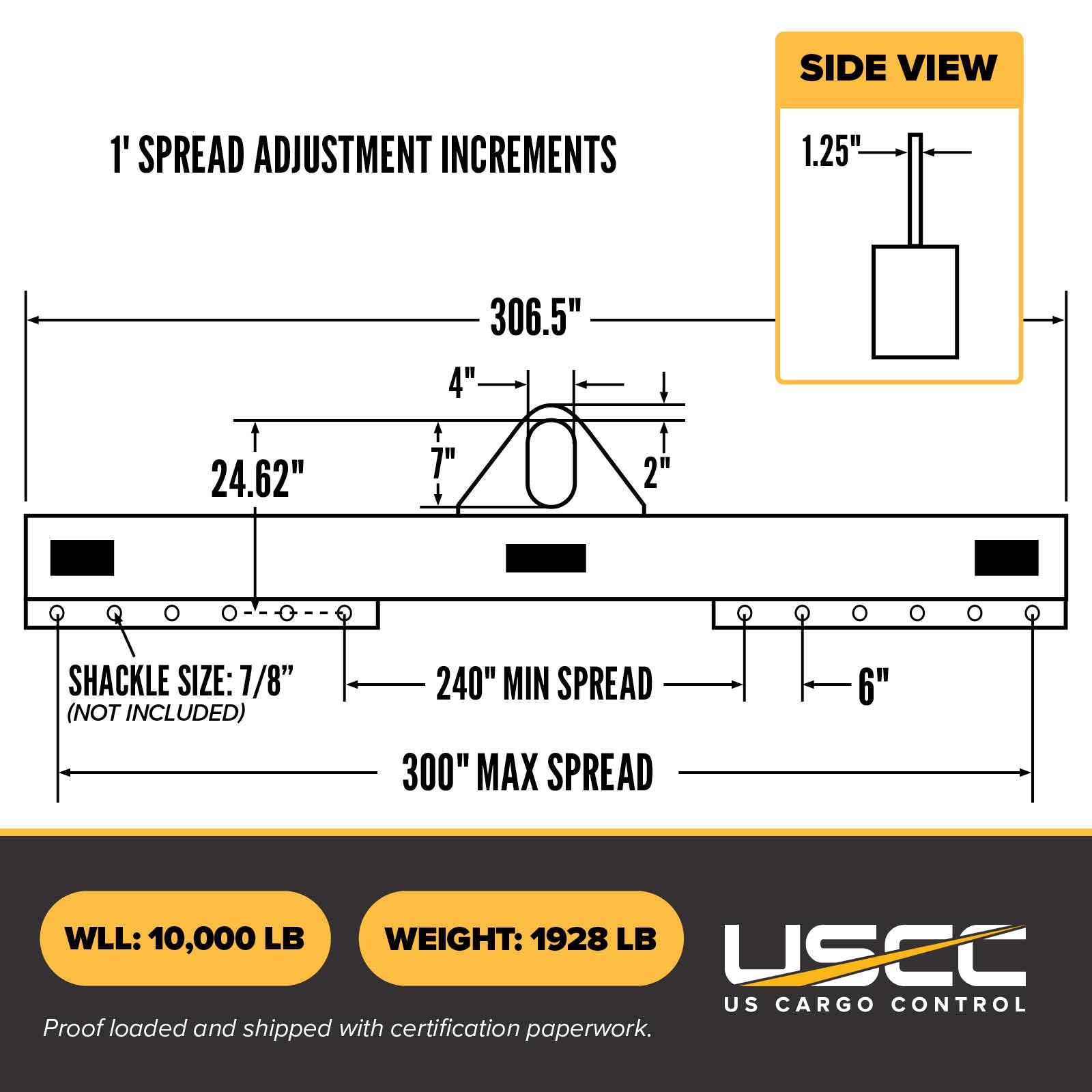 M&W 24512 low headroom adjustable lifting beam specs