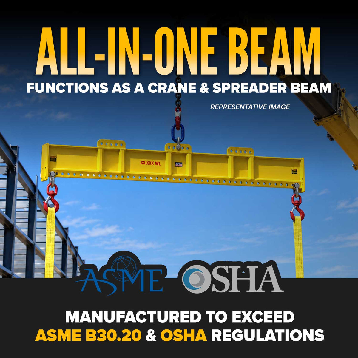 M&W 360" Heavy-Duty Universal Lifting Beam & Spreader Beam - 80,000 lbs. WLL